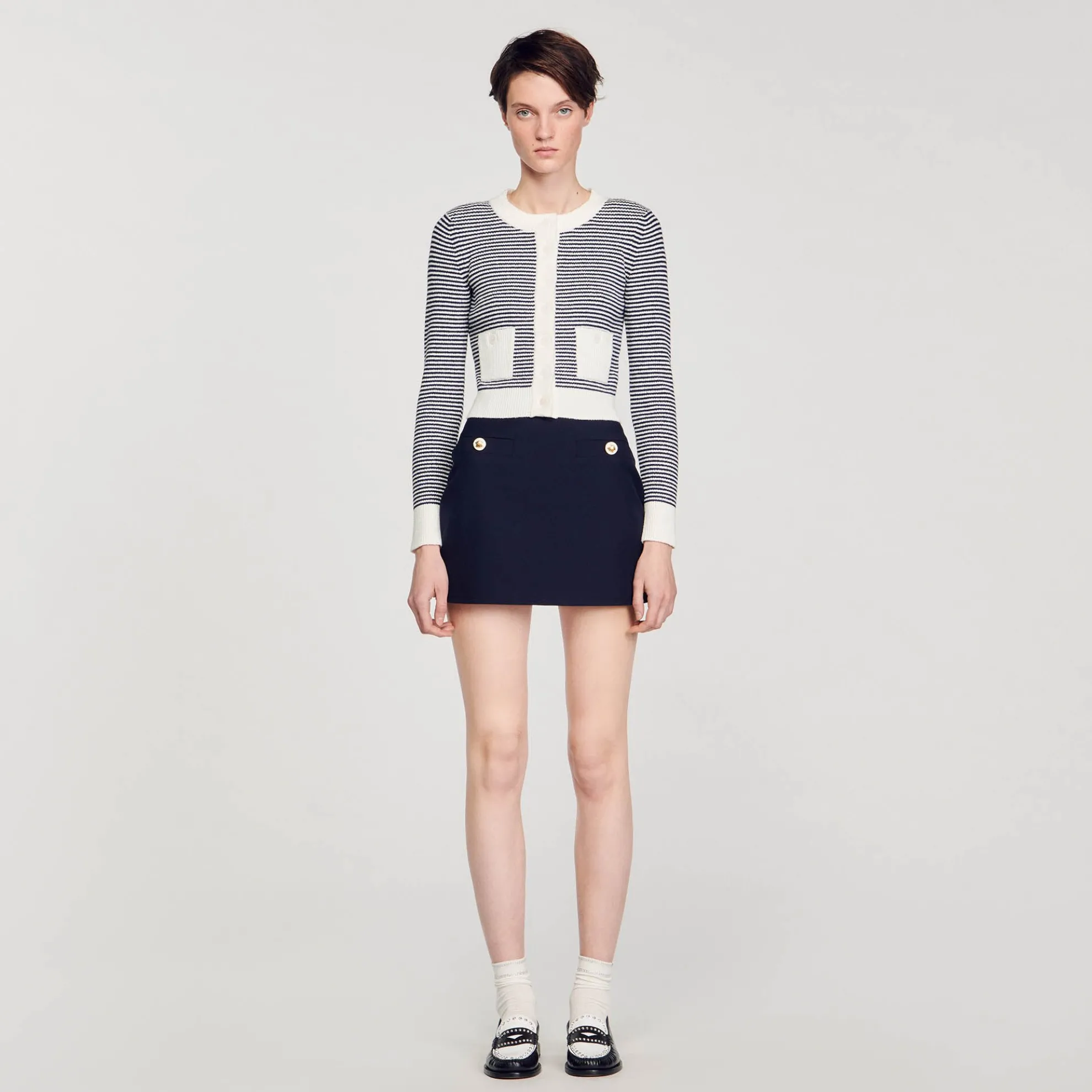 Cardigan Van Gebreide Bouclé Stof