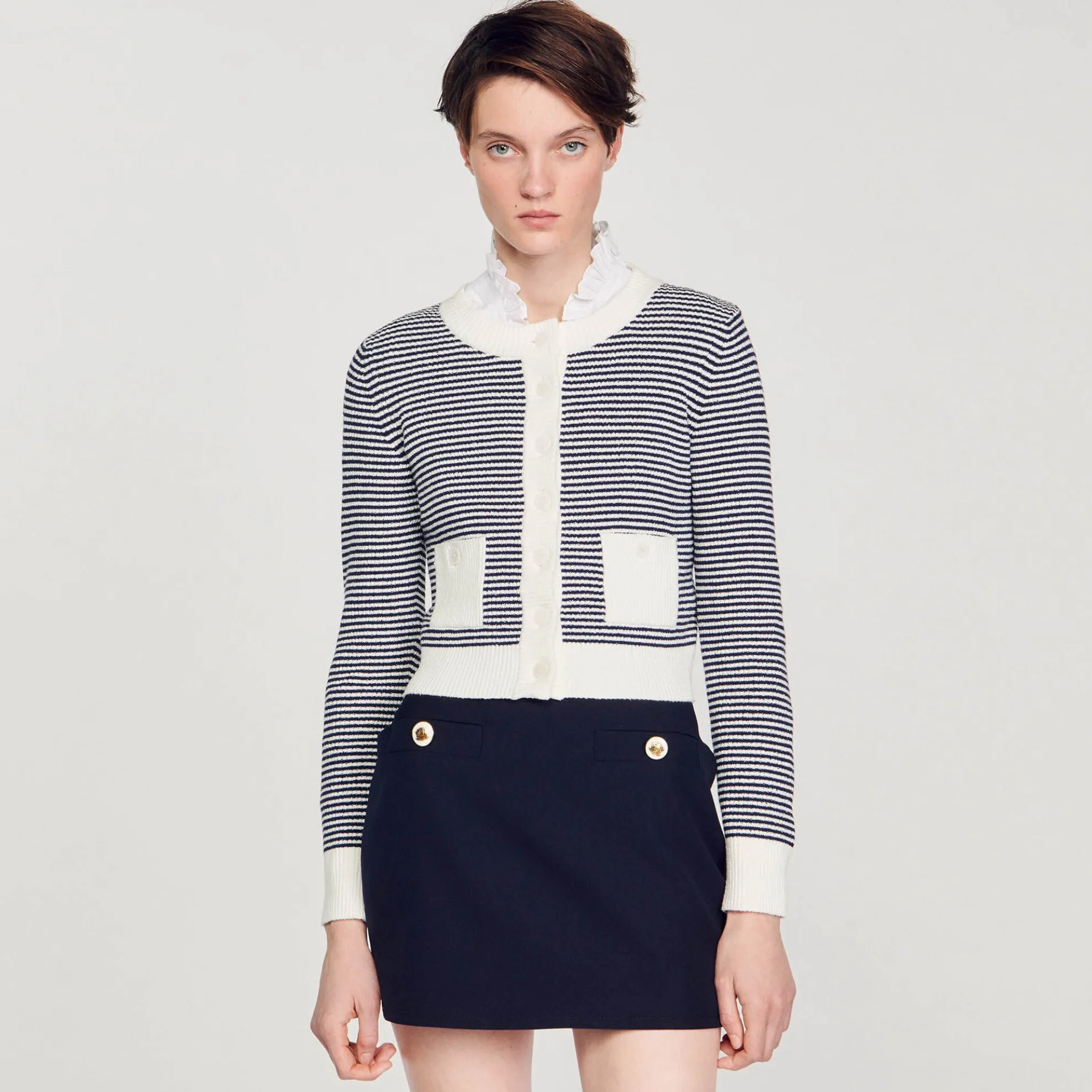 Cardigan Van Gebreide Bouclé Stof