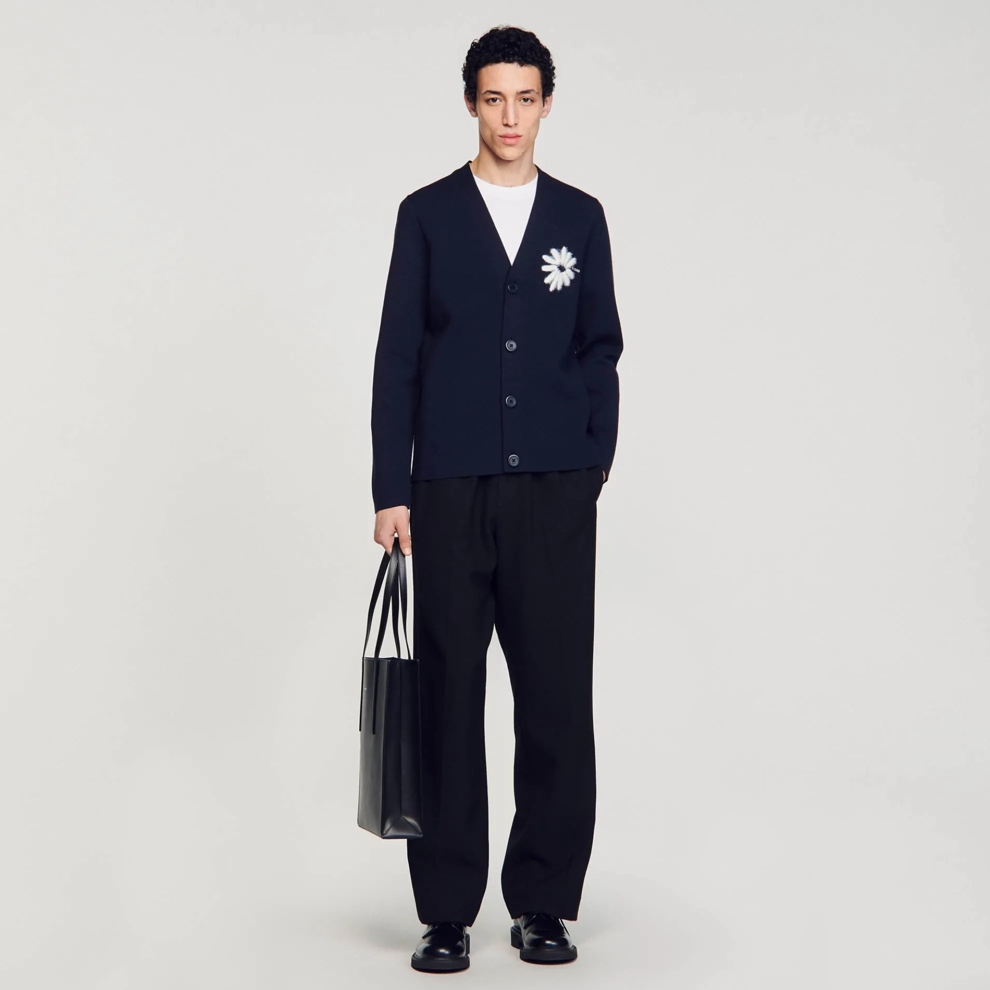 Cardigan Vest Gebreid Jacquard Bloemen