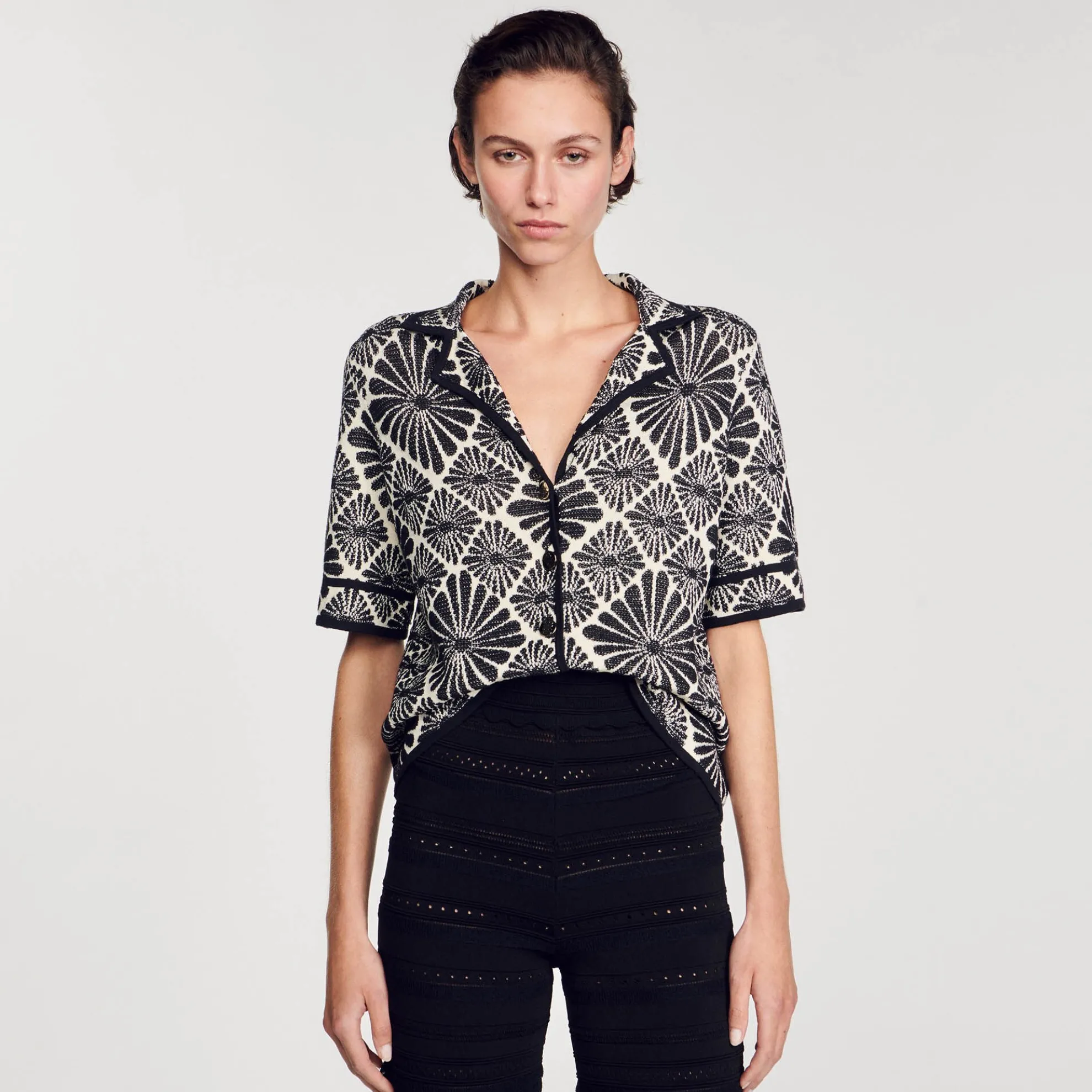 Cardigan Vest Jacquard Bloemmotief