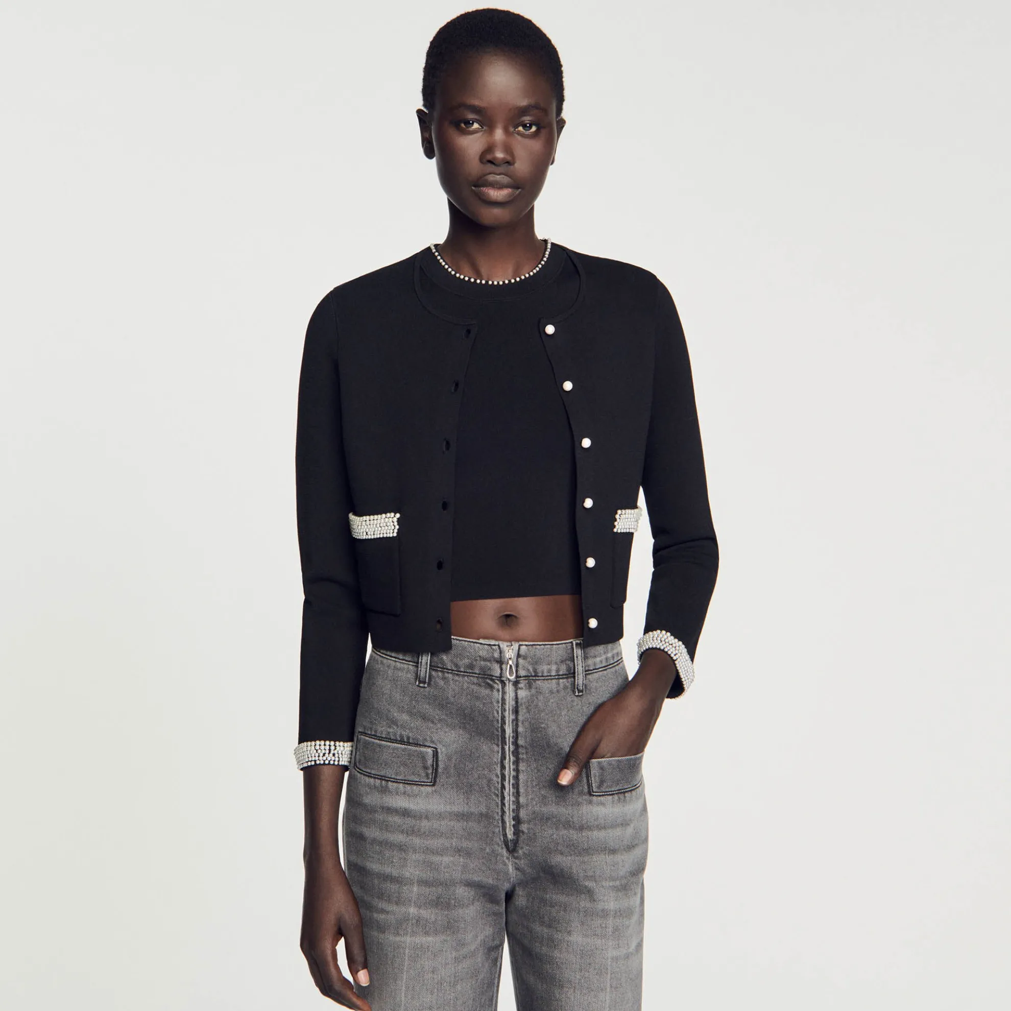 Cardigan Vest Met Parels