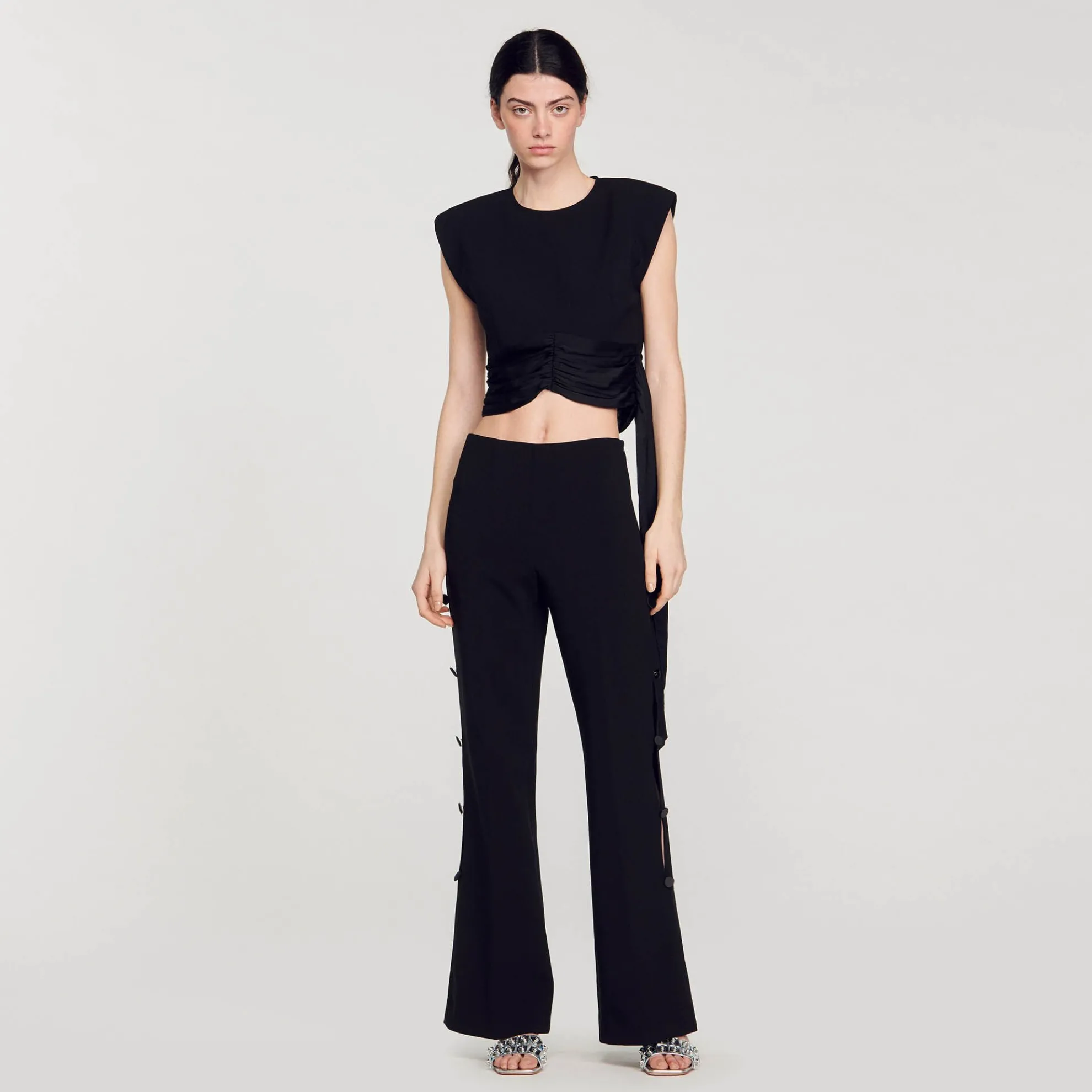 Flared Broek Met Opengewerkte Zijkanten