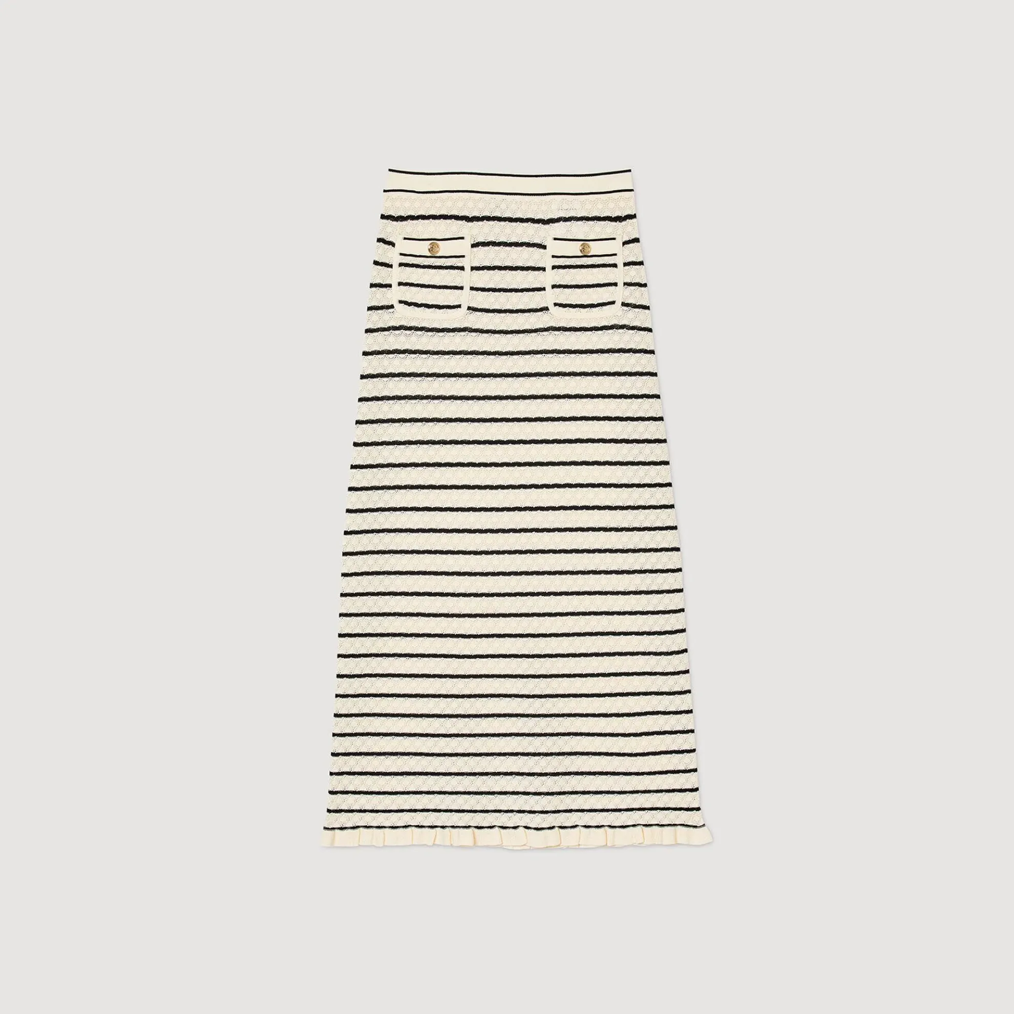 Gebreide Gestreepte Midi Rok