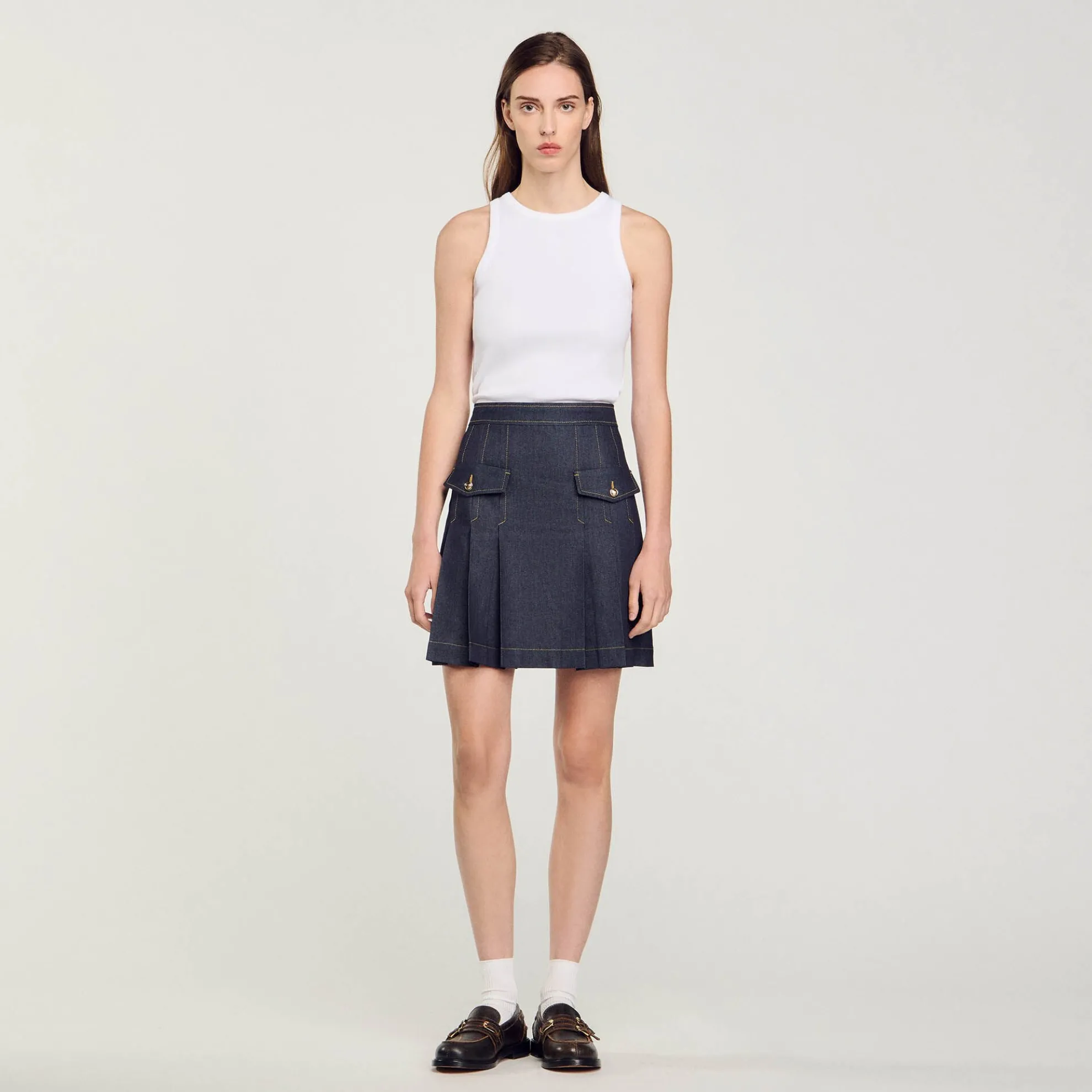 Geplooide Rok Denim