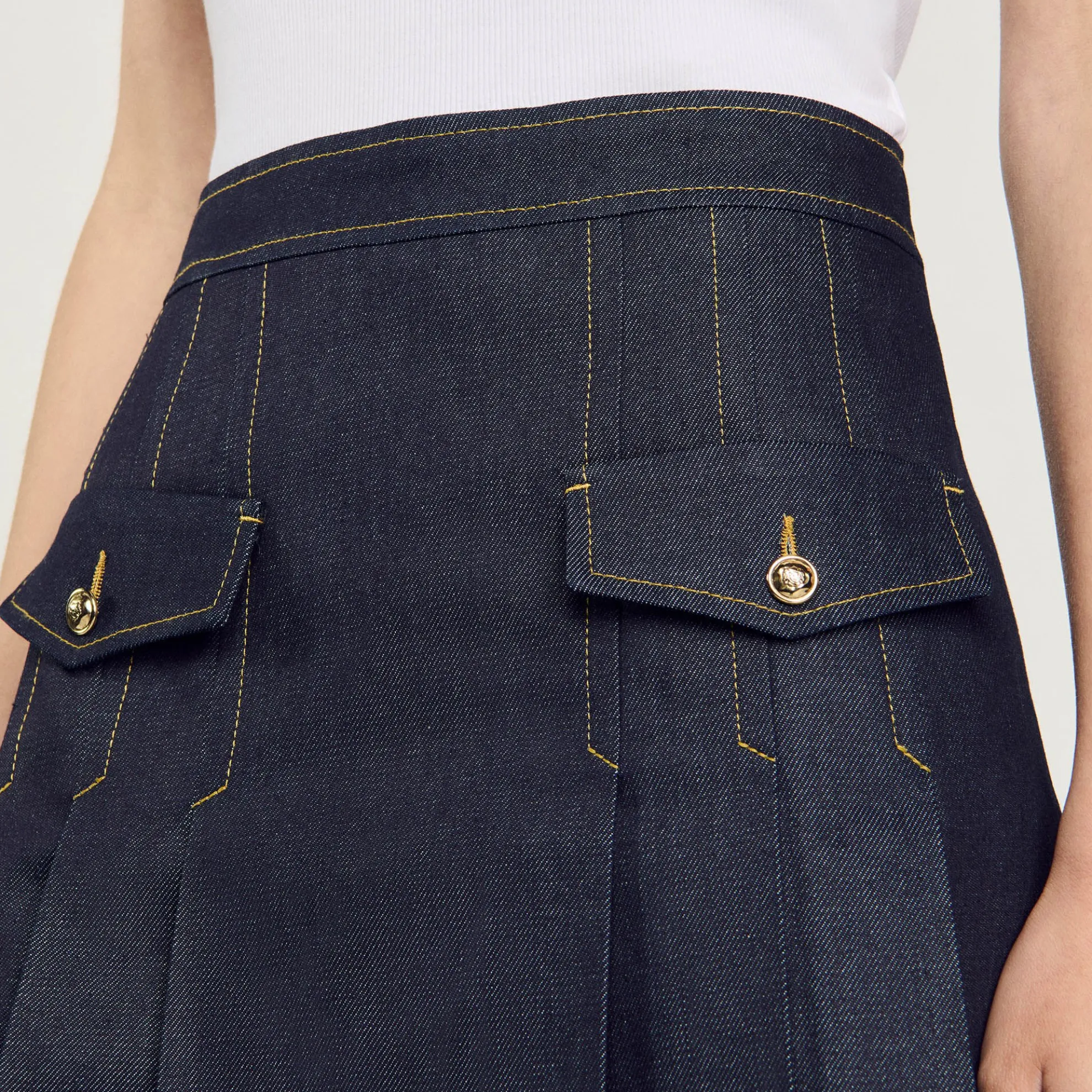 Geplooide Rok Denim