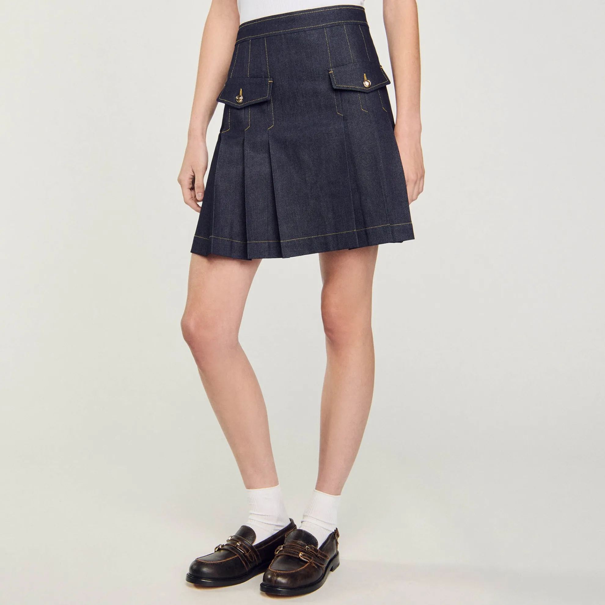 Geplooide Rok Denim