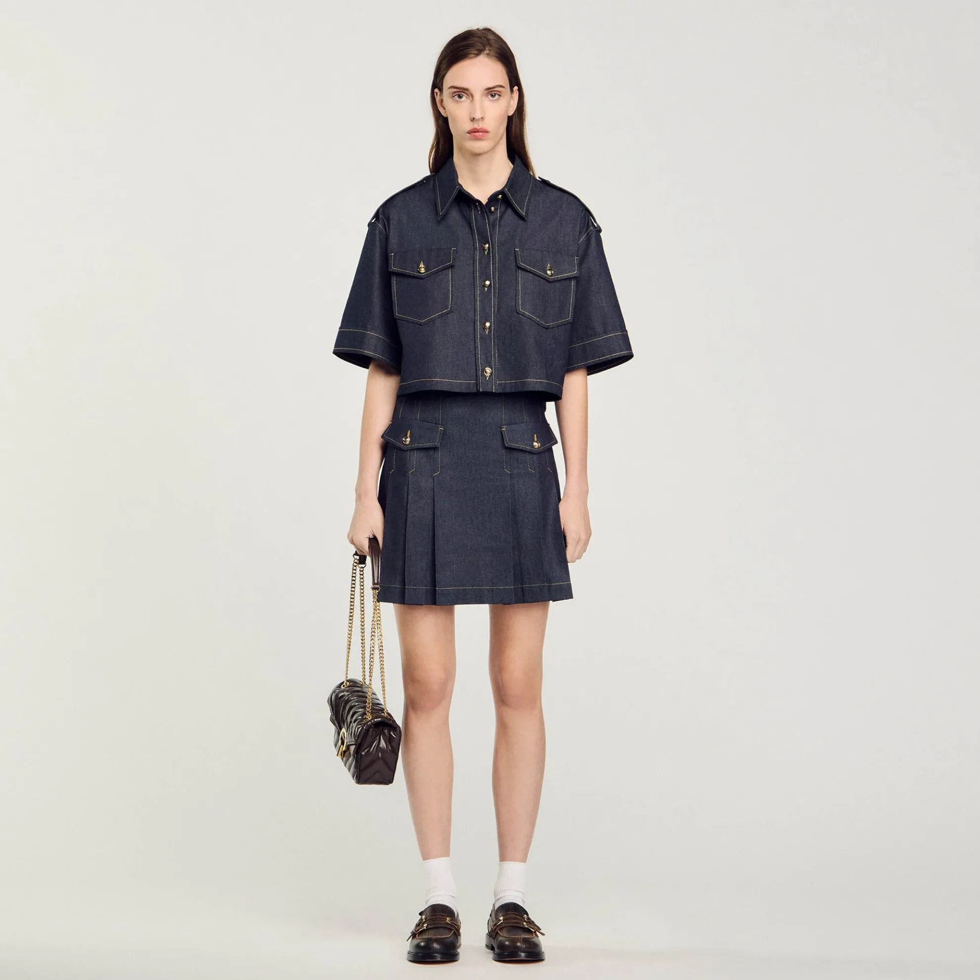 Geplooide Rok Denim