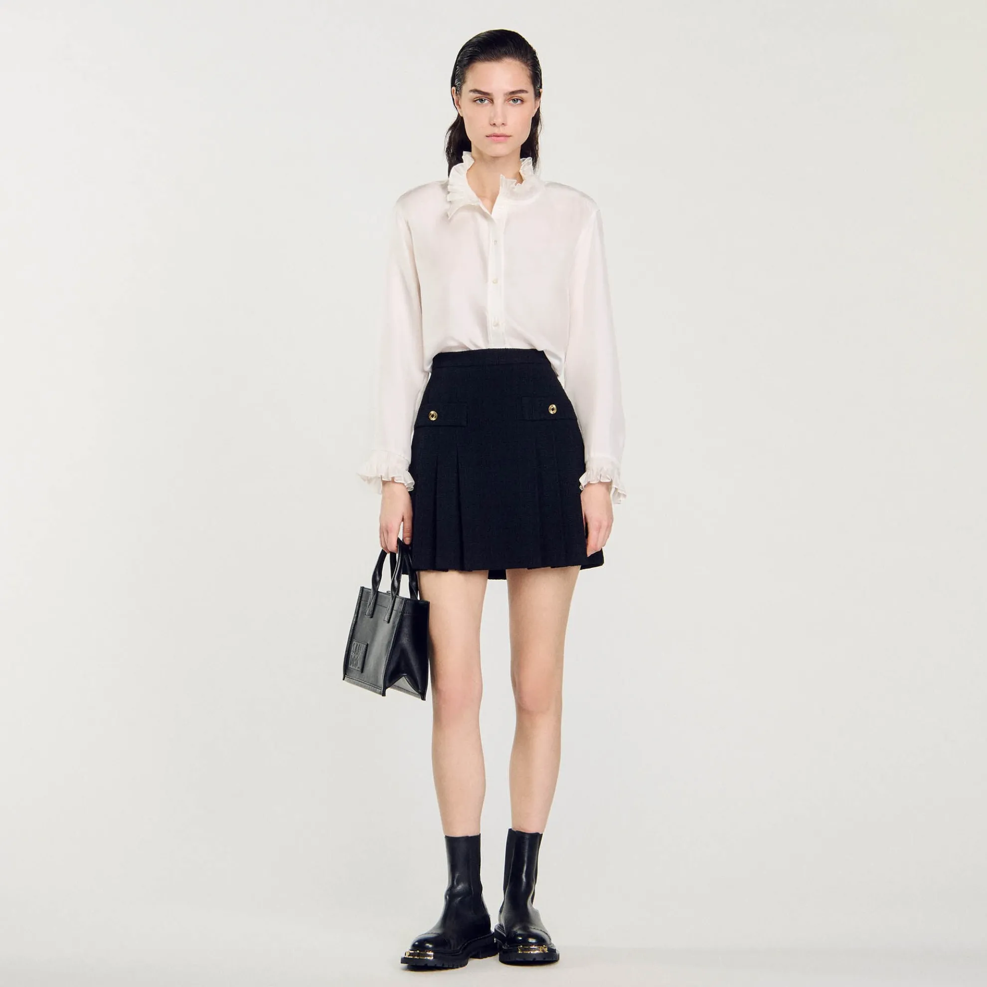 Geplooide Tweed Rok