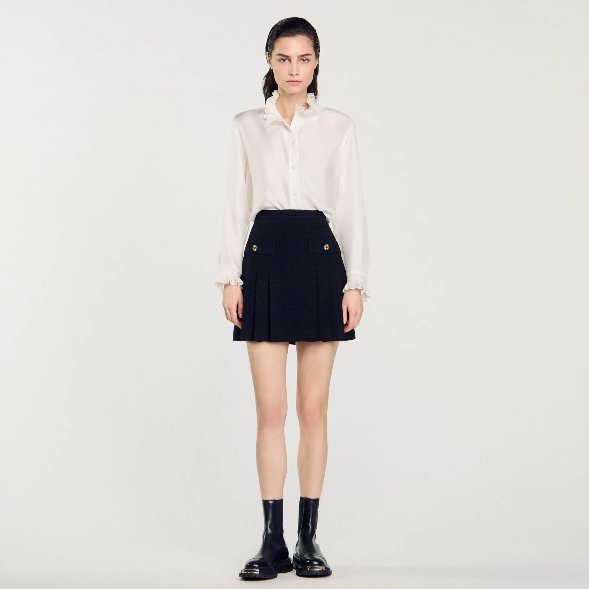 Geplooide Tweed Rok