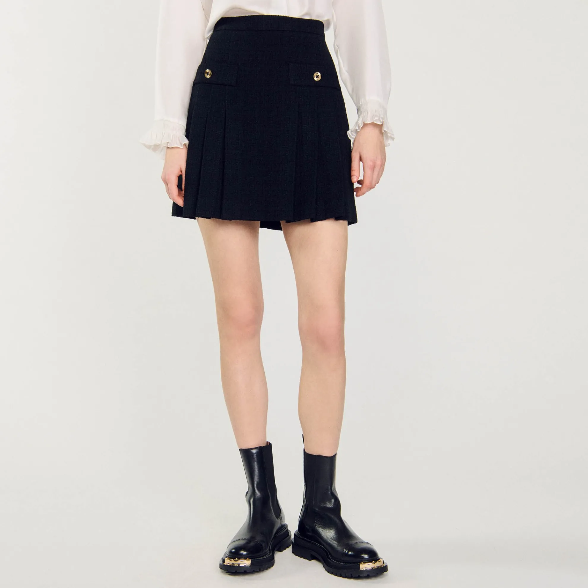 Geplooide Tweed Rok