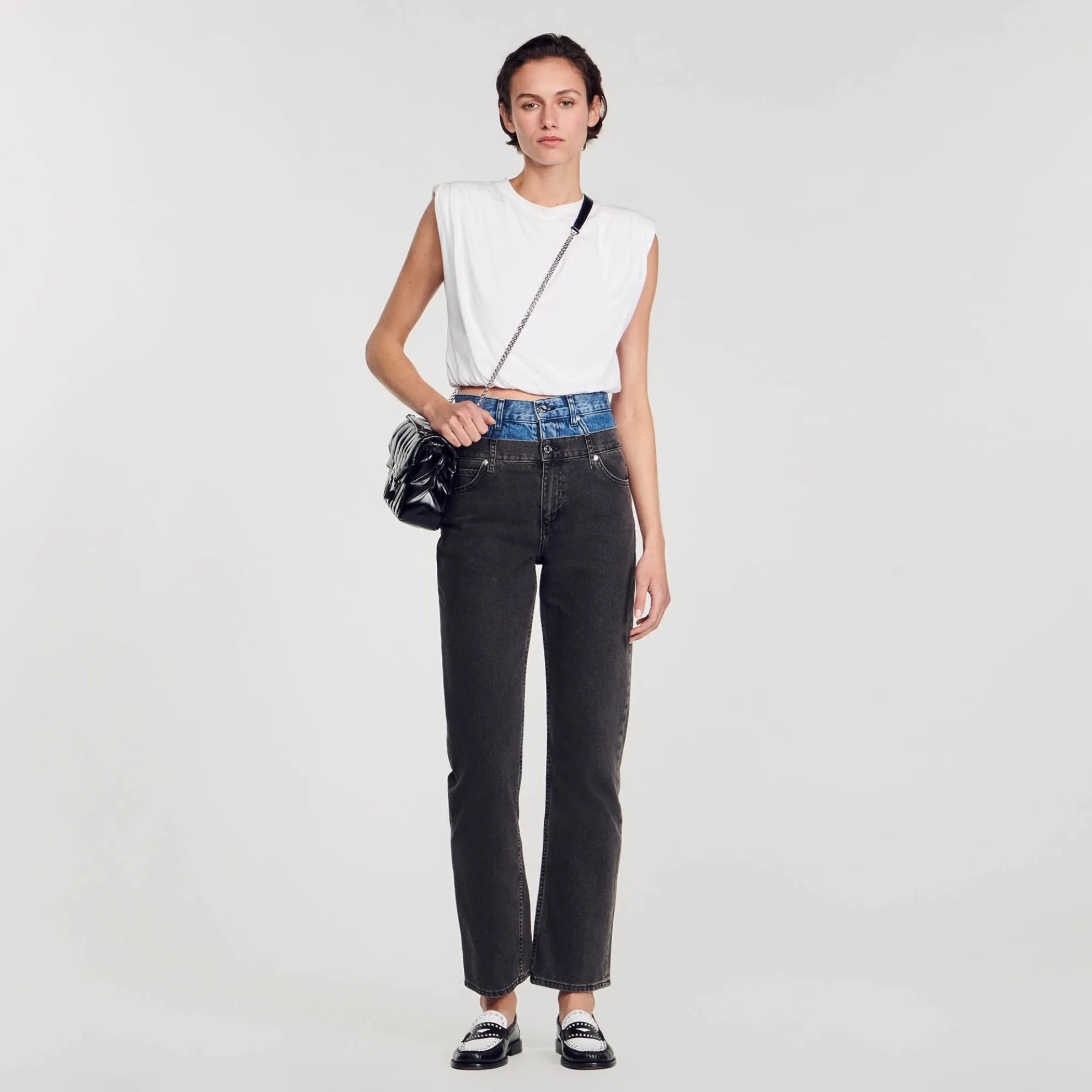 Jeans Met Dubbele Tweekleurige Riem