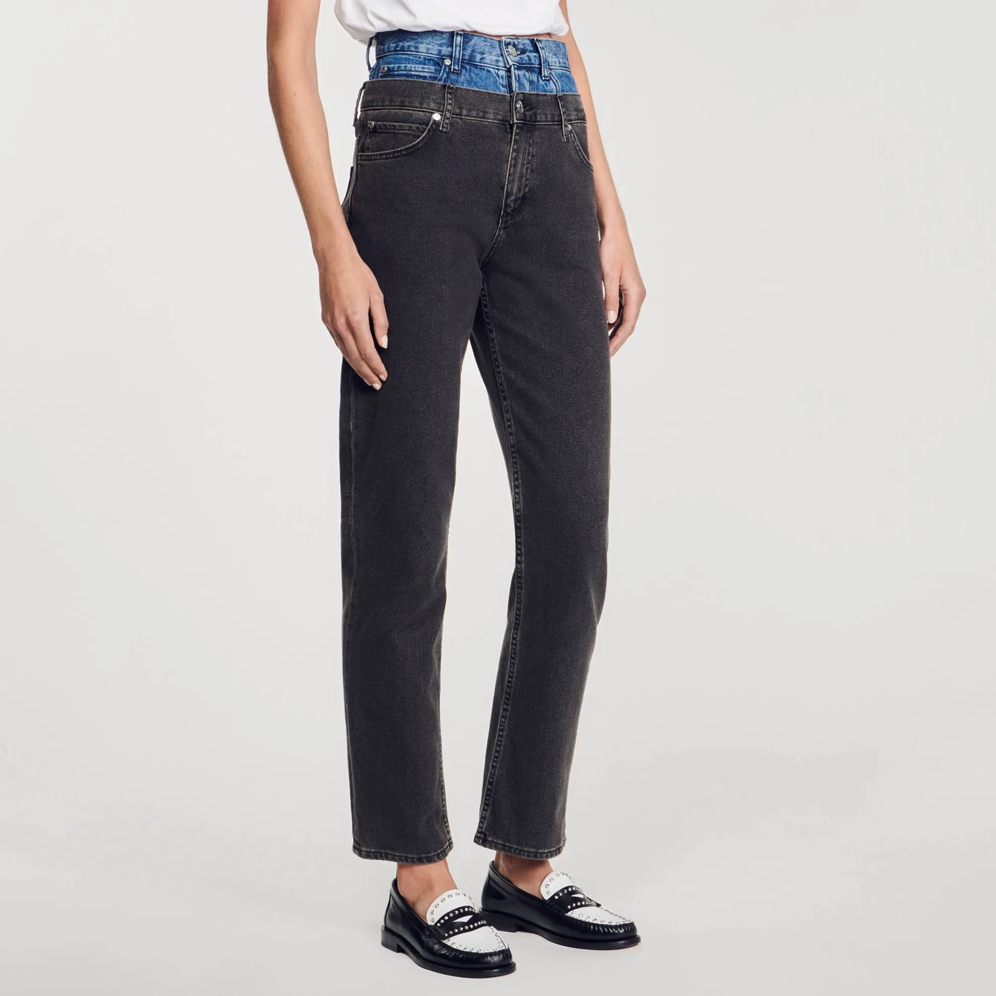 Jeans Met Dubbele Tweekleurige Riem