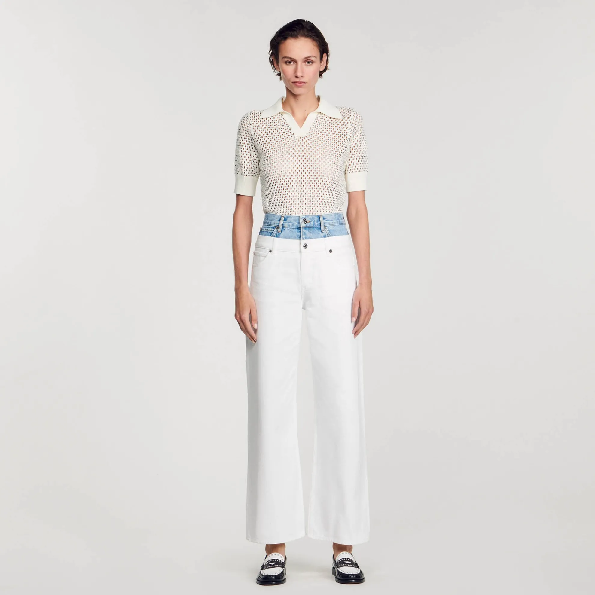 Jeans Tweekleurig Dubbele Riem