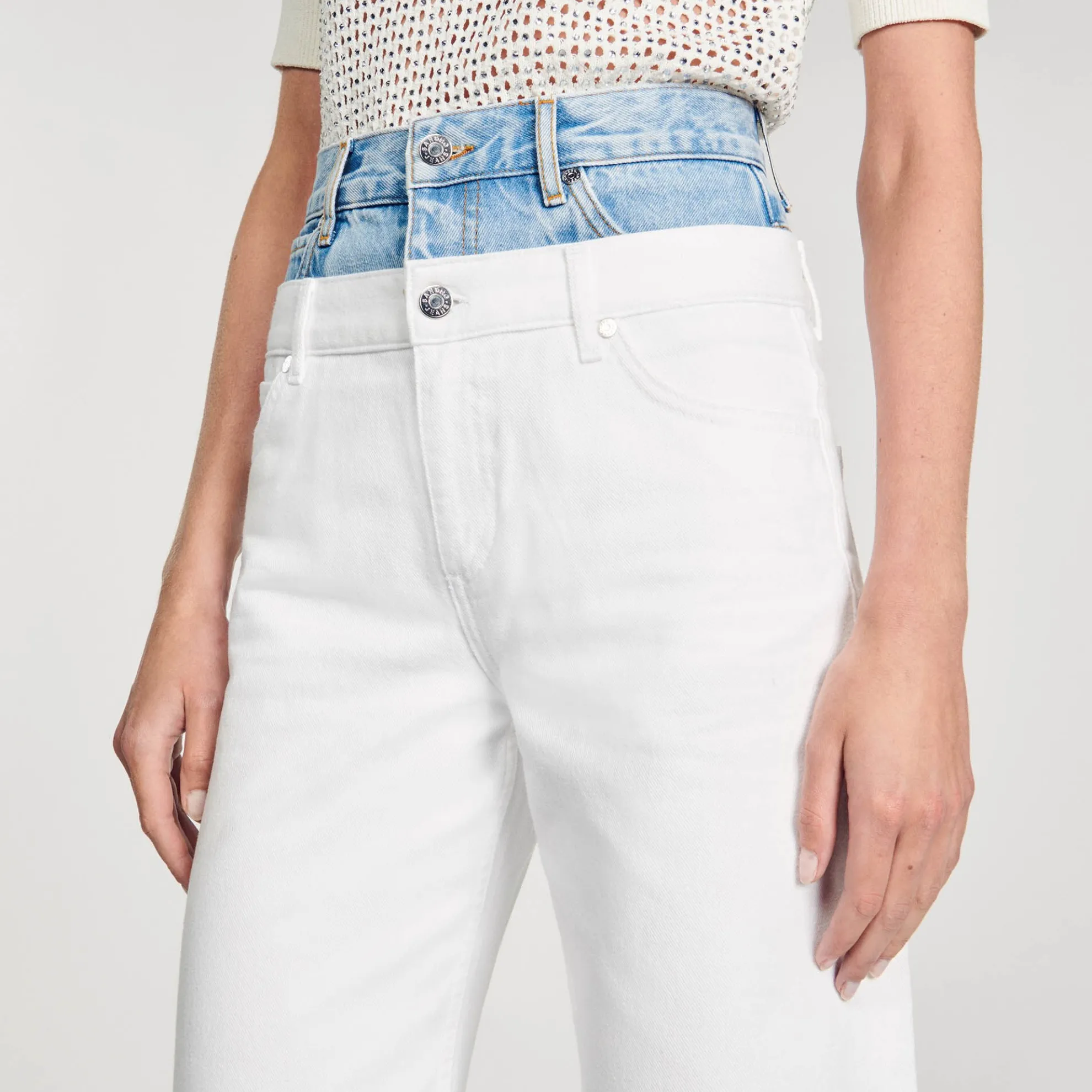 Jeans Tweekleurig Dubbele Riem
