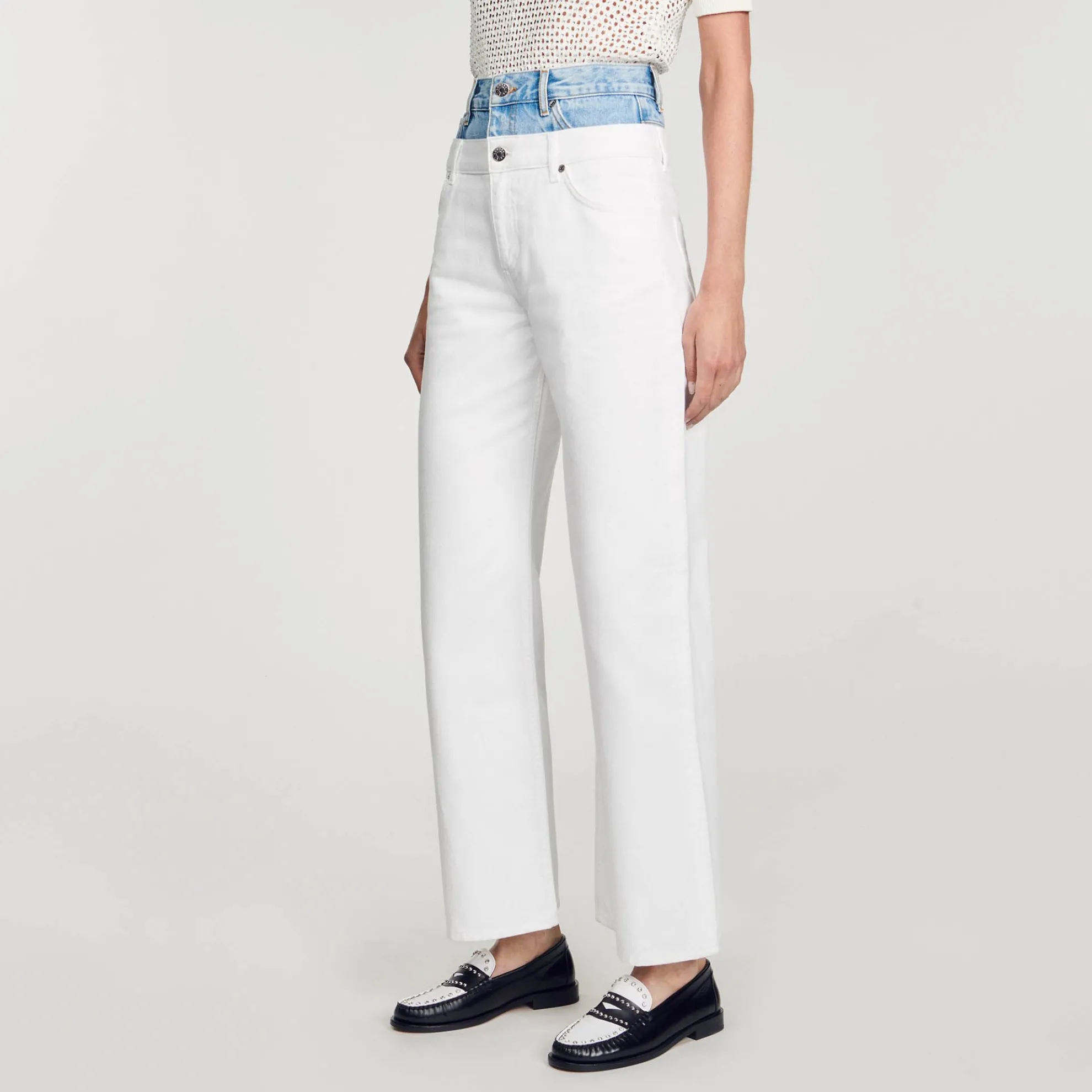 Jeans Tweekleurig Dubbele Riem