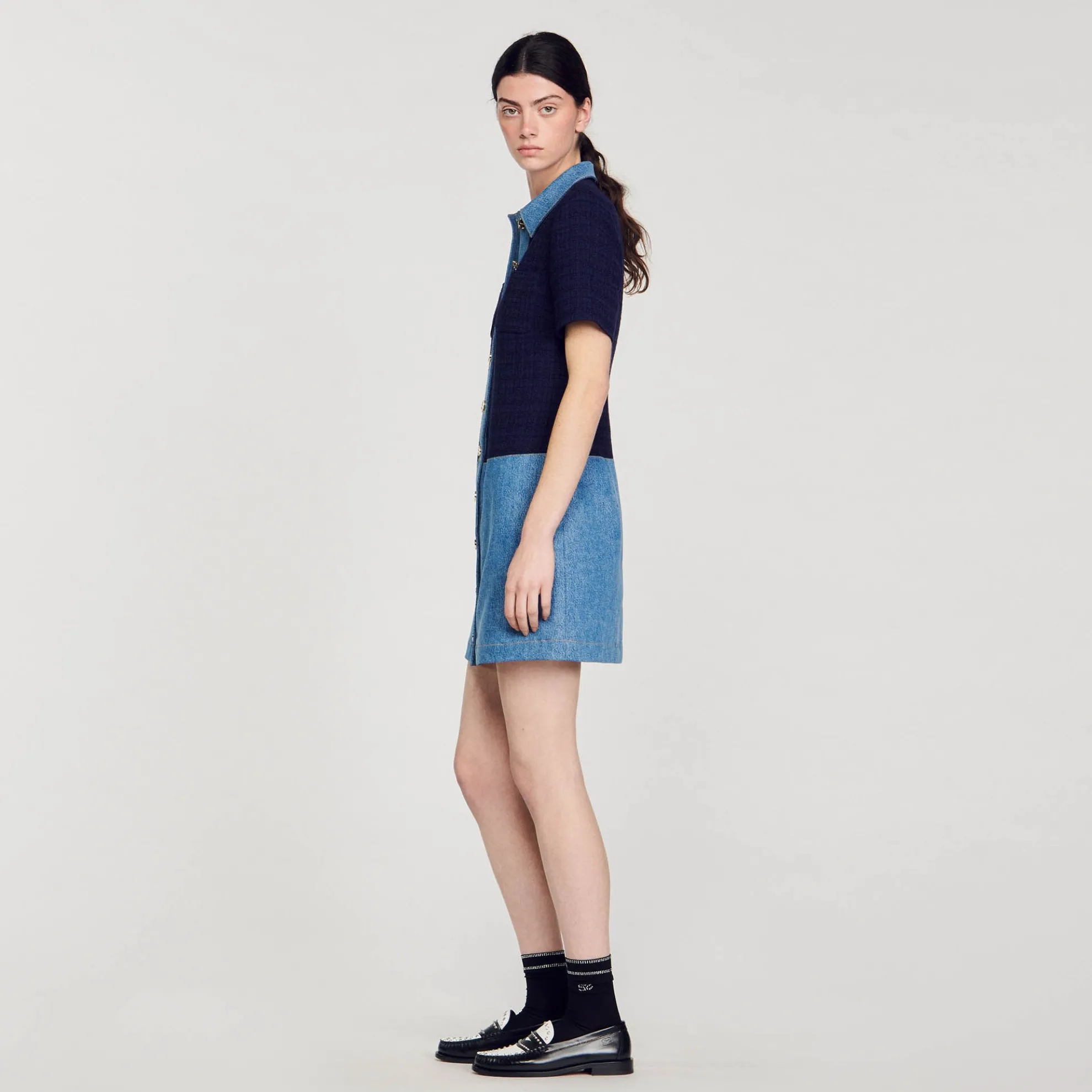 Korte Jurk Tweed En Denim