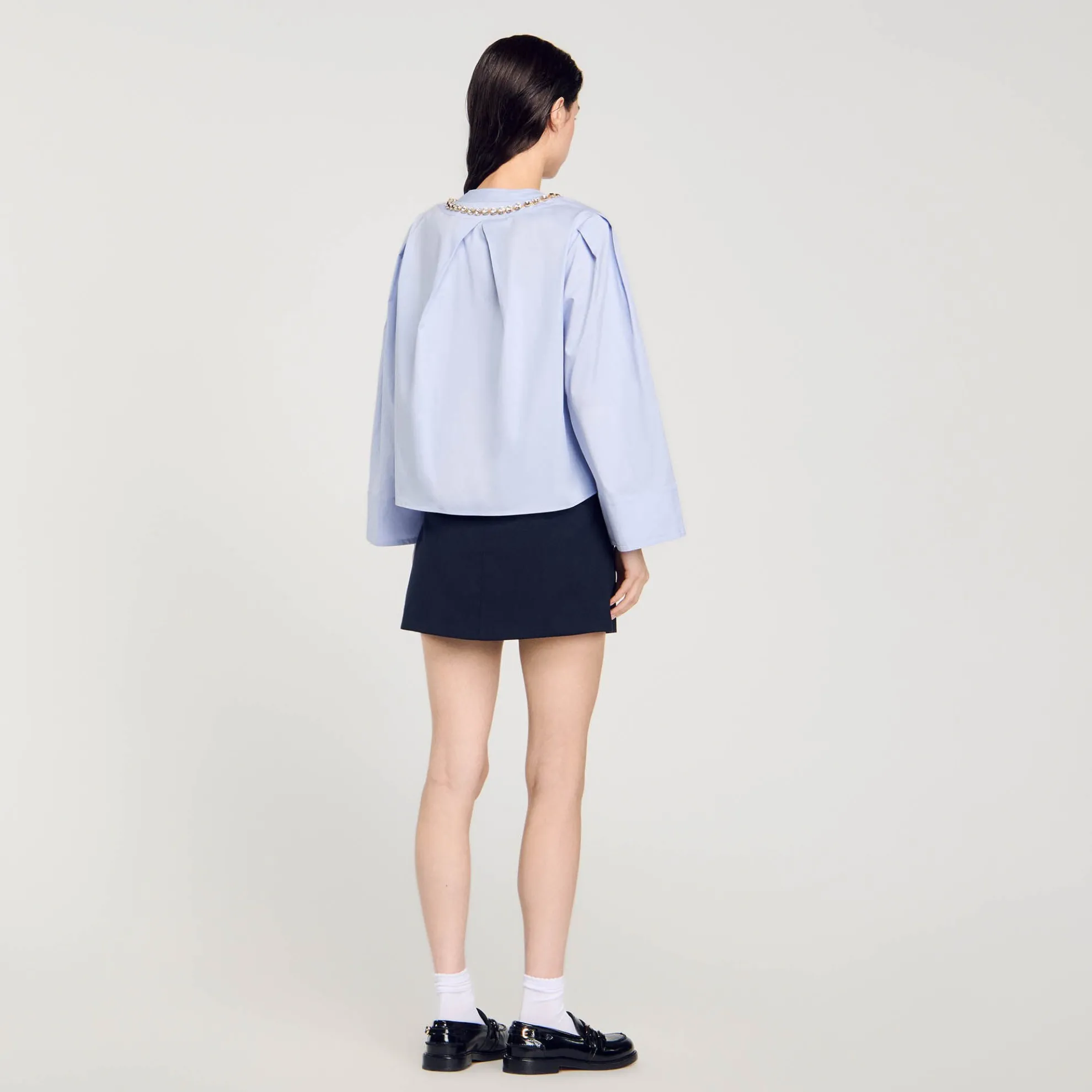 Korte Overhemdblouse Sierlijke Kraag