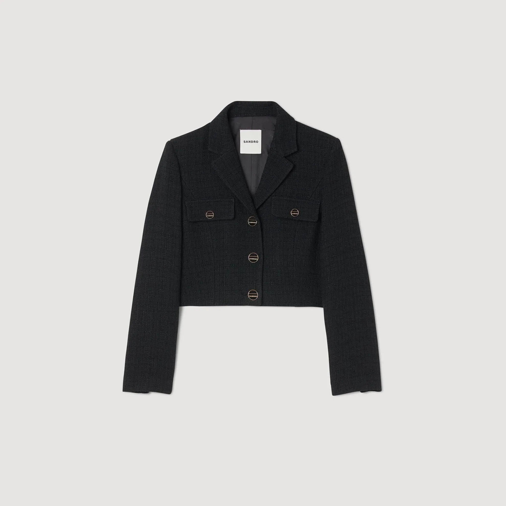 Korte Tweed Blazer Met Knopen