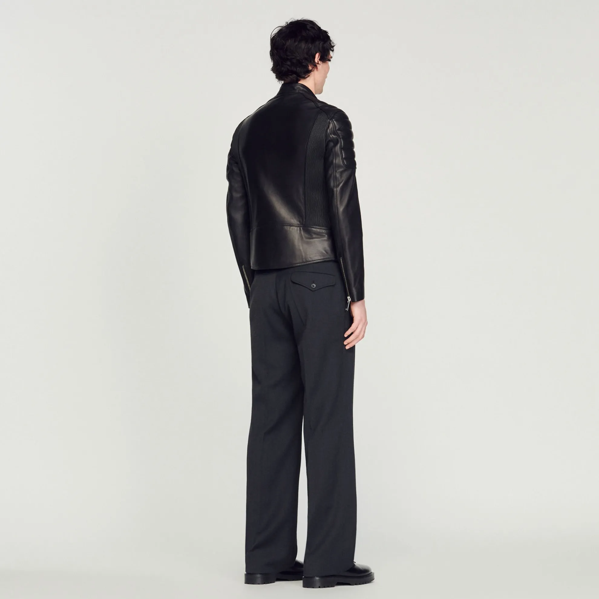 Leren Jack Met Gewatteerde Afwerking