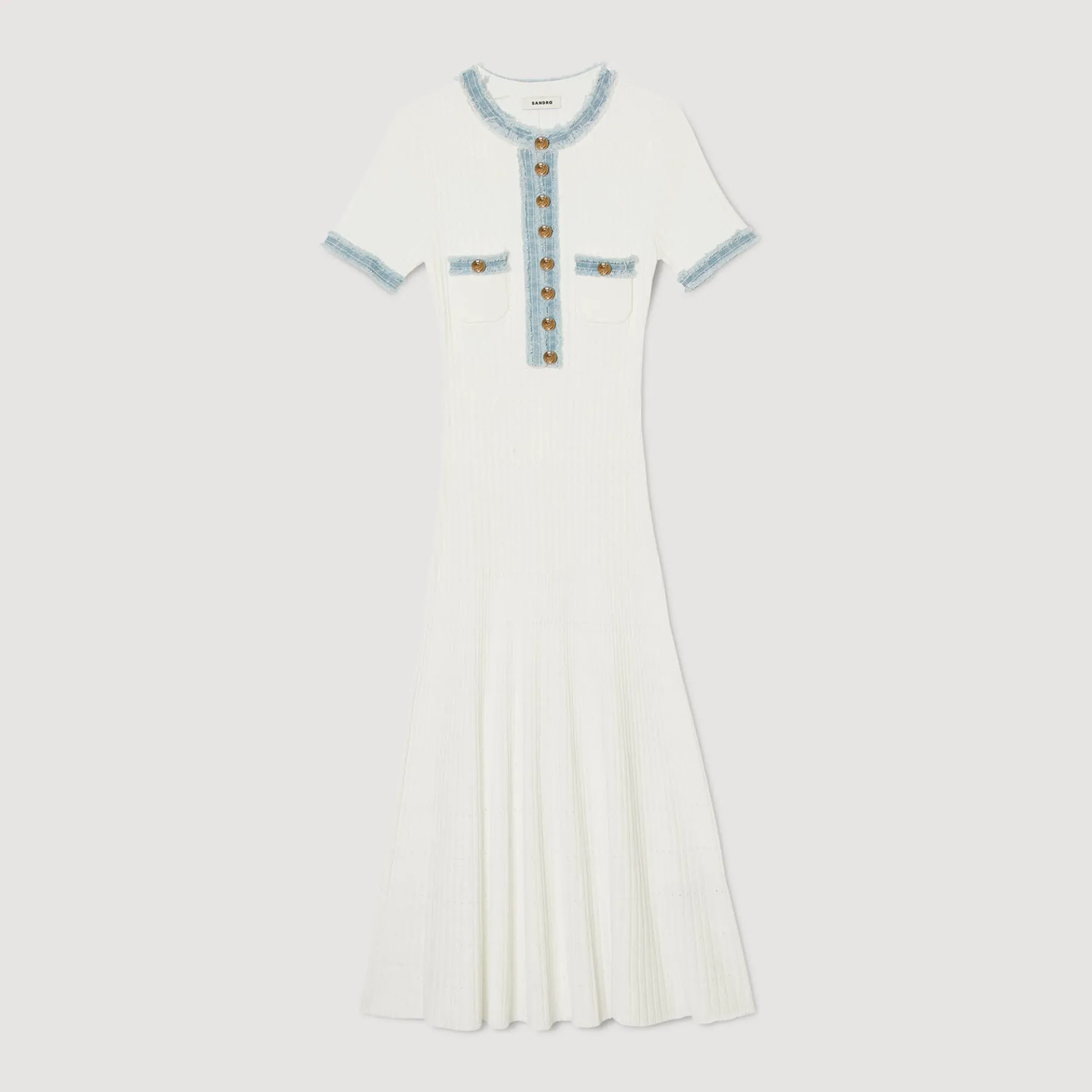 Midi Jurk Breiwerk En Denim