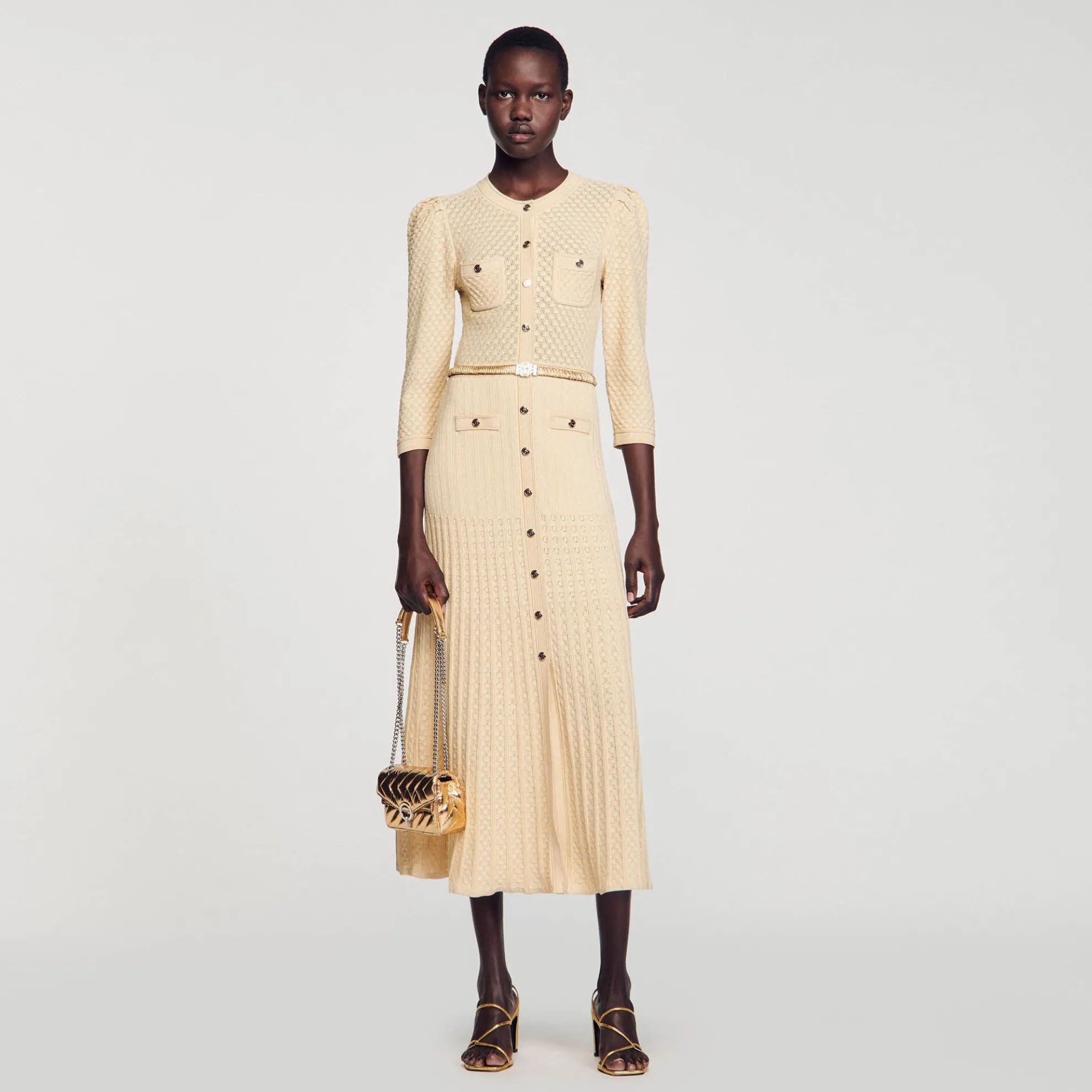 Midi Jurk Pointillé Gebreid