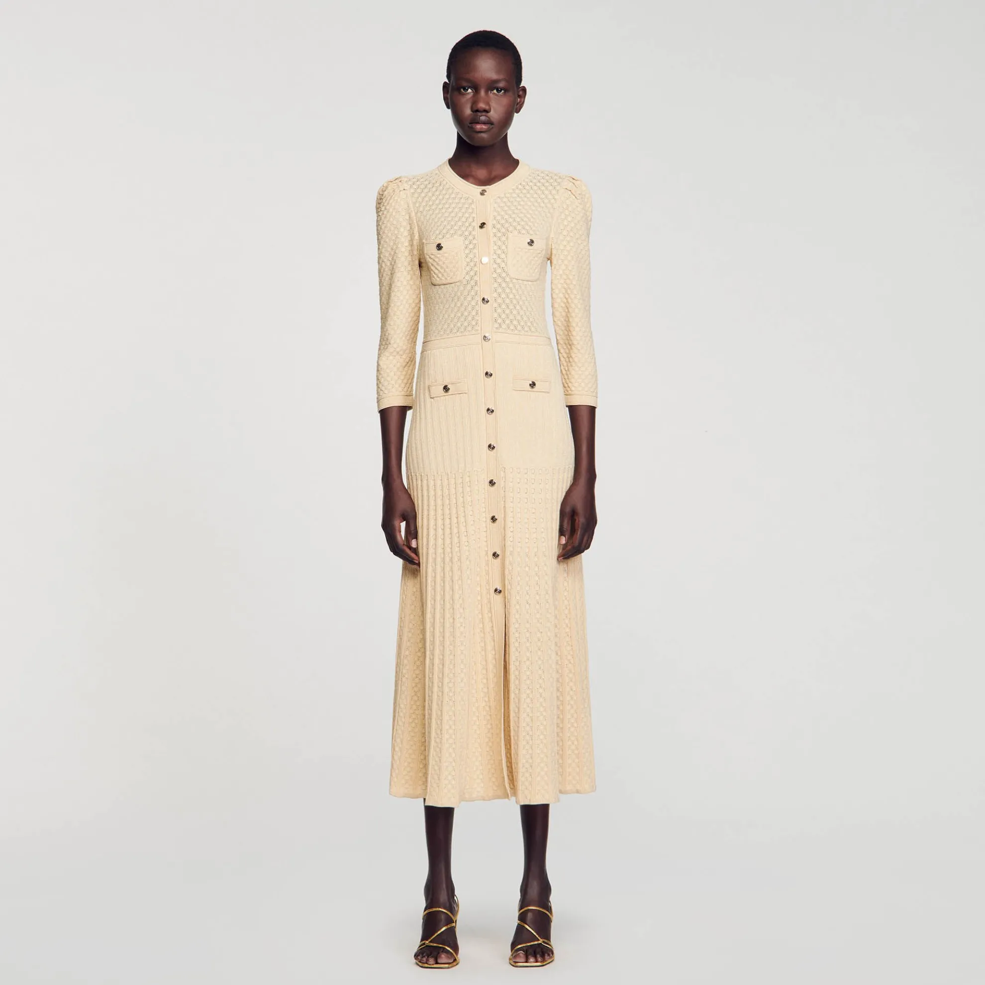 Midi Jurk Pointillé Gebreid