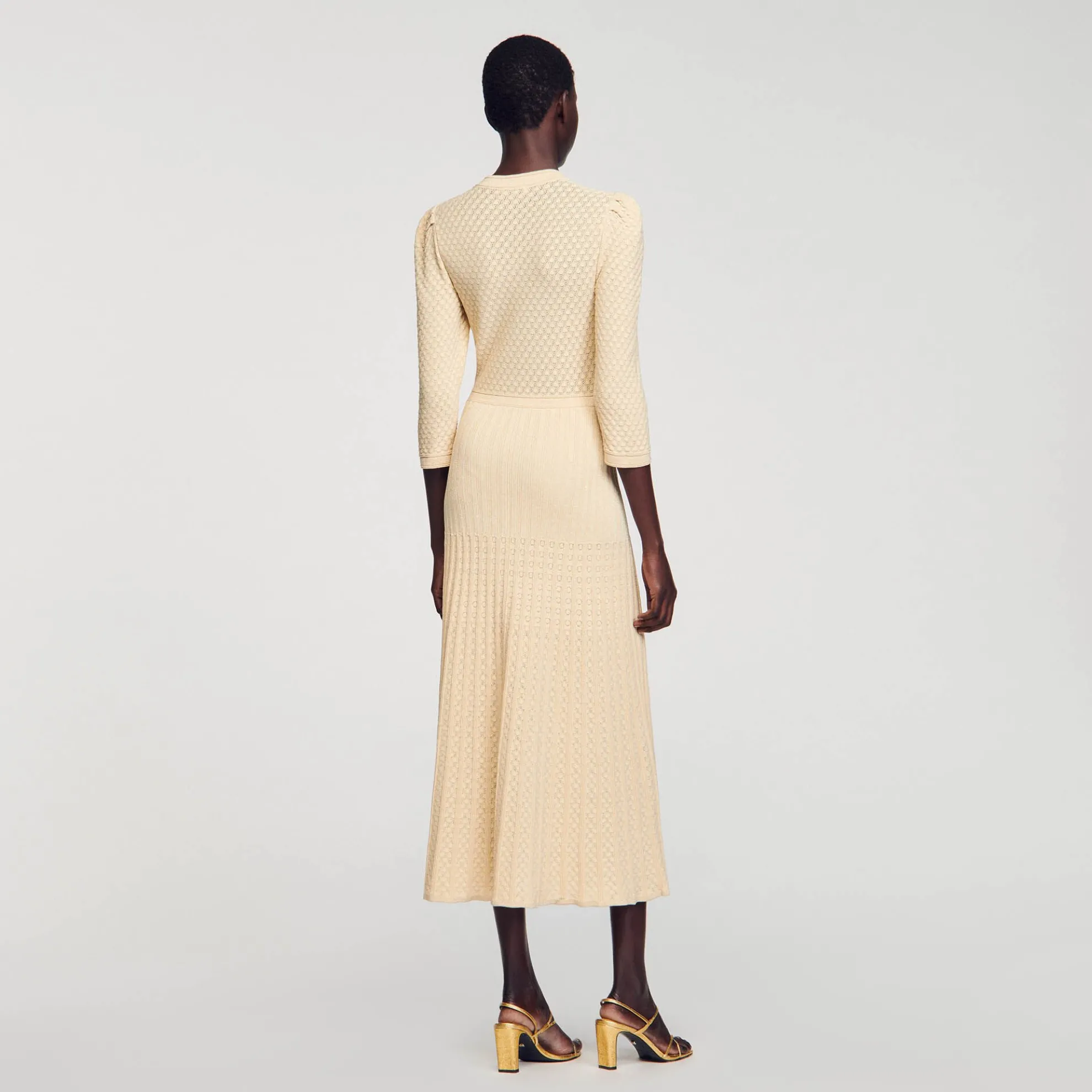 Midi Jurk Pointillé Gebreid