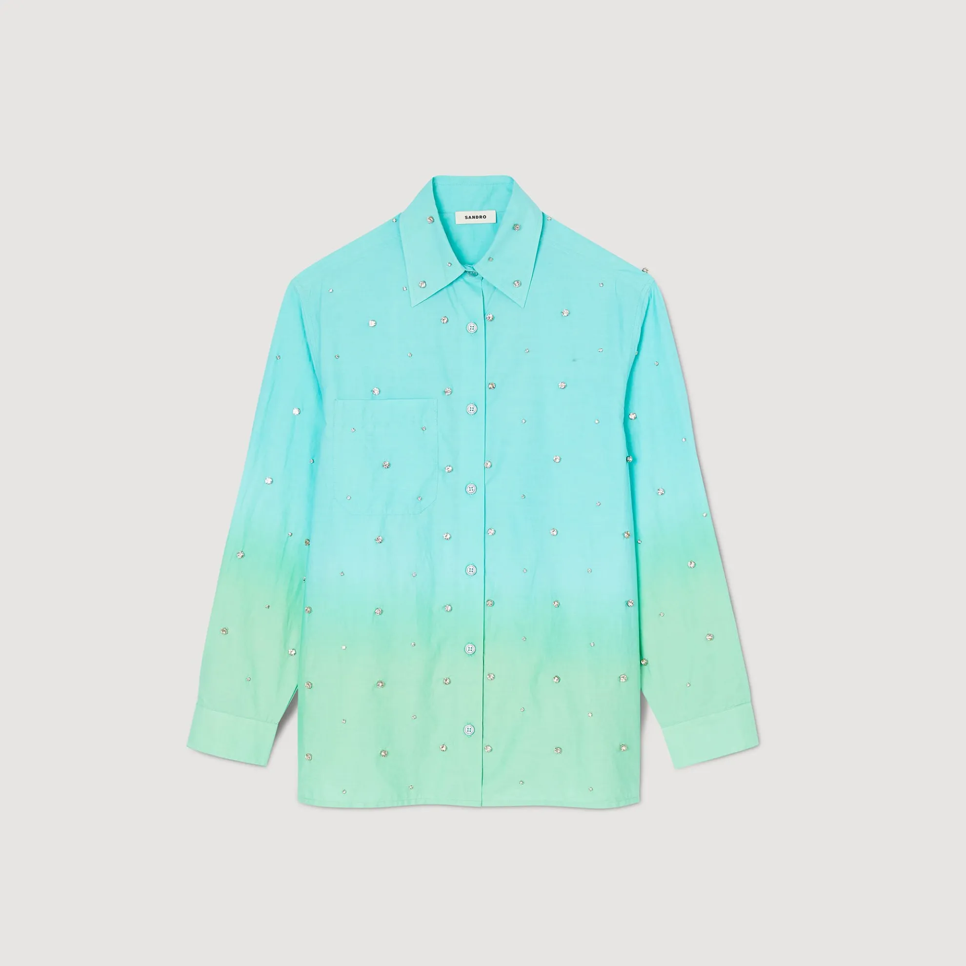 Overhemdblouse Dip Dye Met Stras