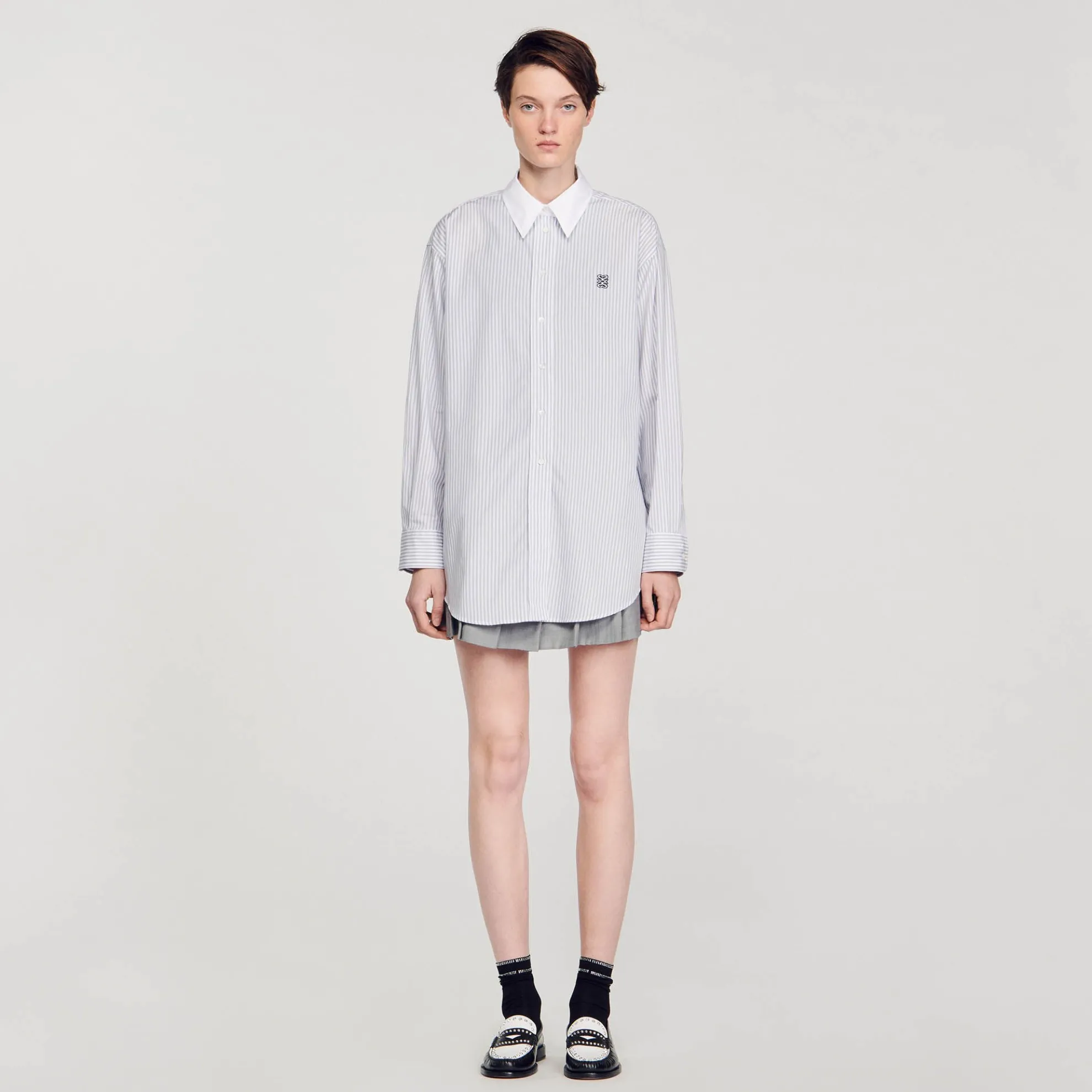 Overhemdblouse Oversized Met Strepen