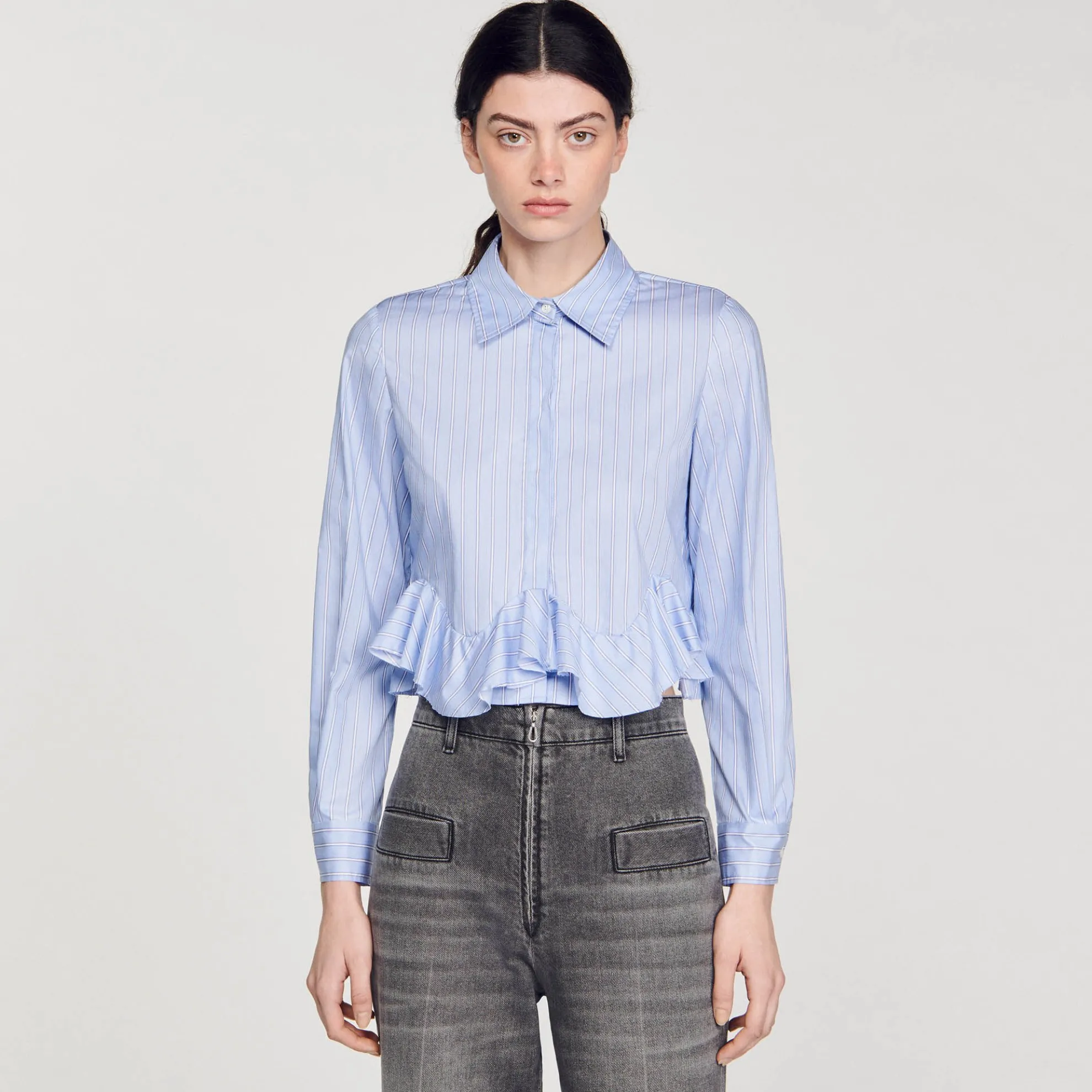Overhemdblouse Van Gestreept Popeline