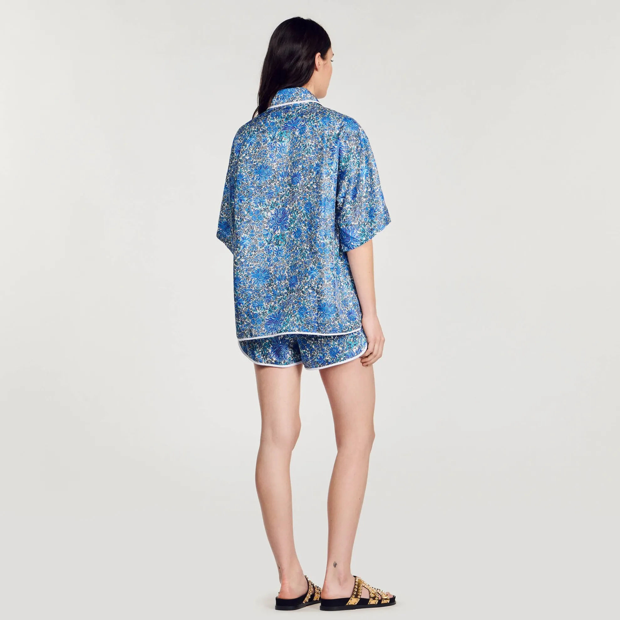 Overhemdblouse Wijd Zijde Bloemenprint