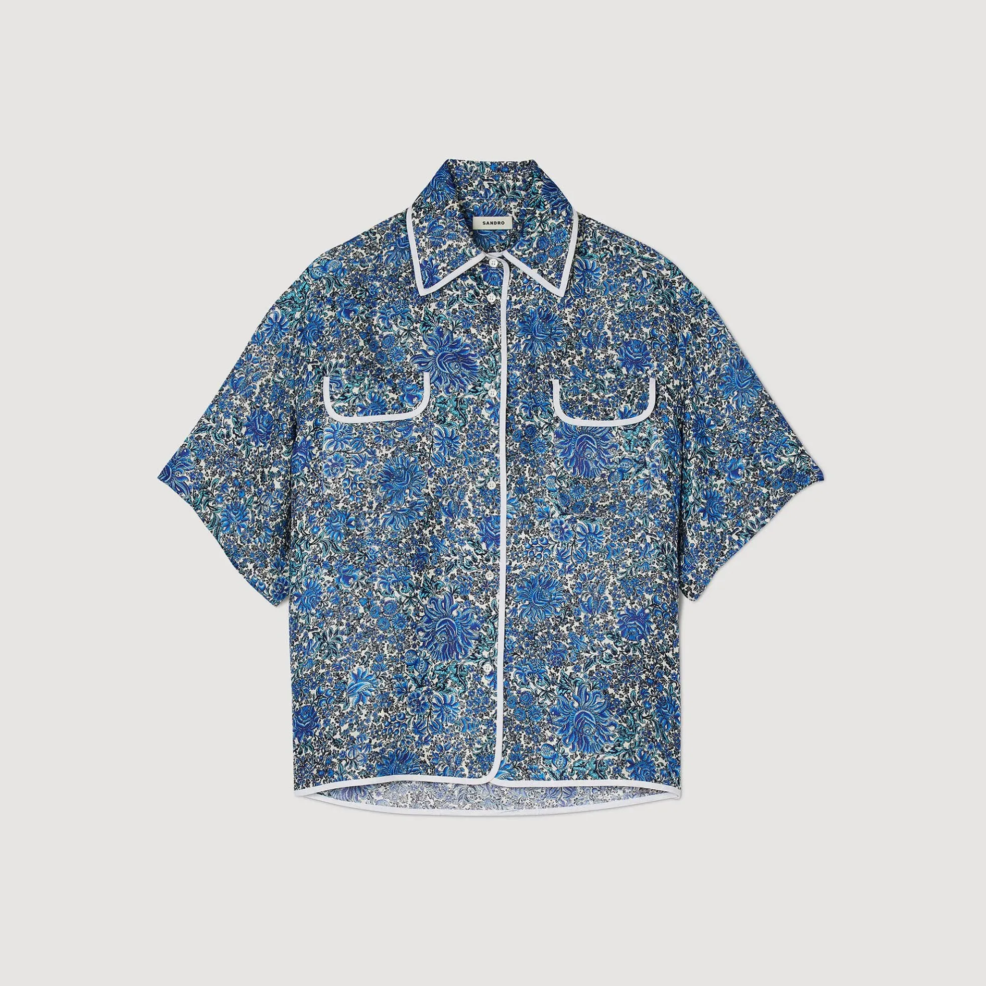 Overhemdblouse Wijd Zijde Bloemenprint