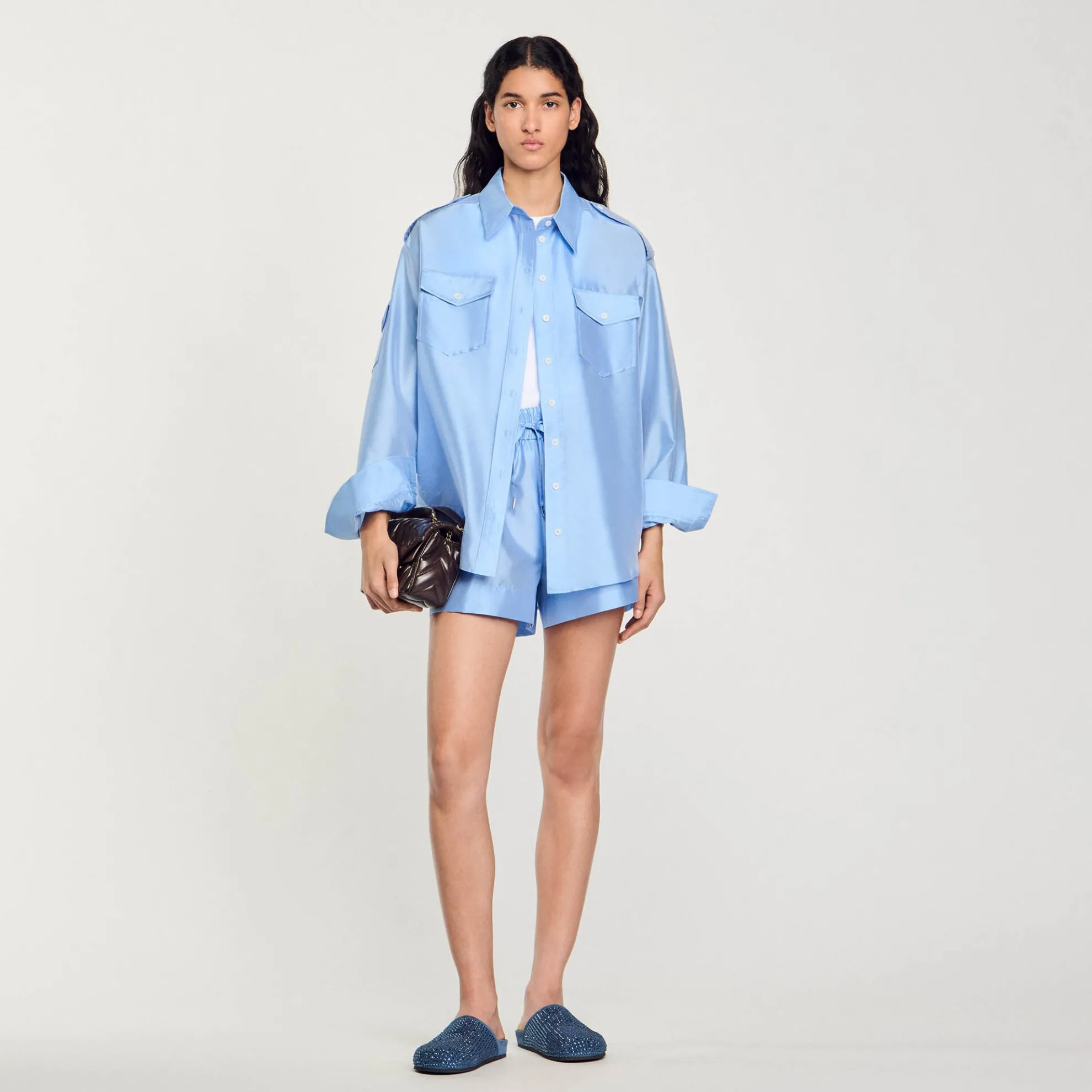 Overhemdblouse Wijd Satijn