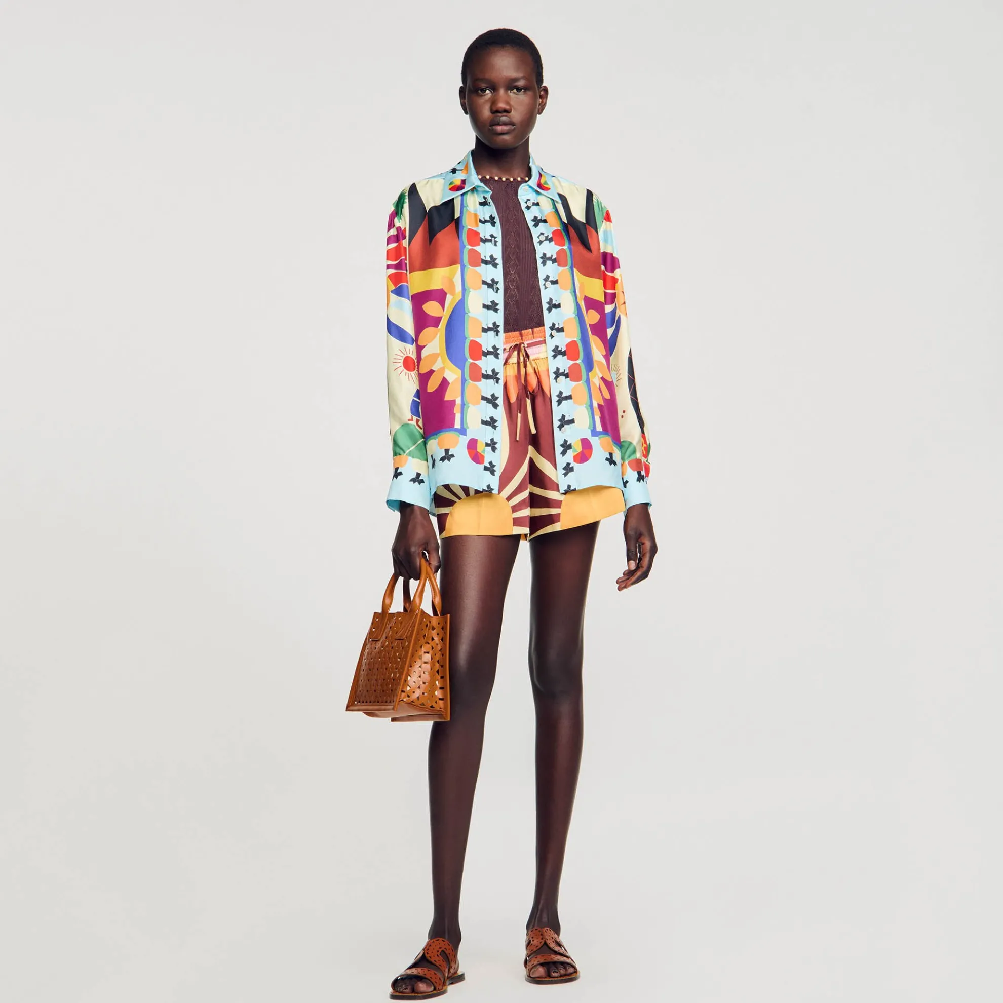 Overhemdblouse Zijde Print