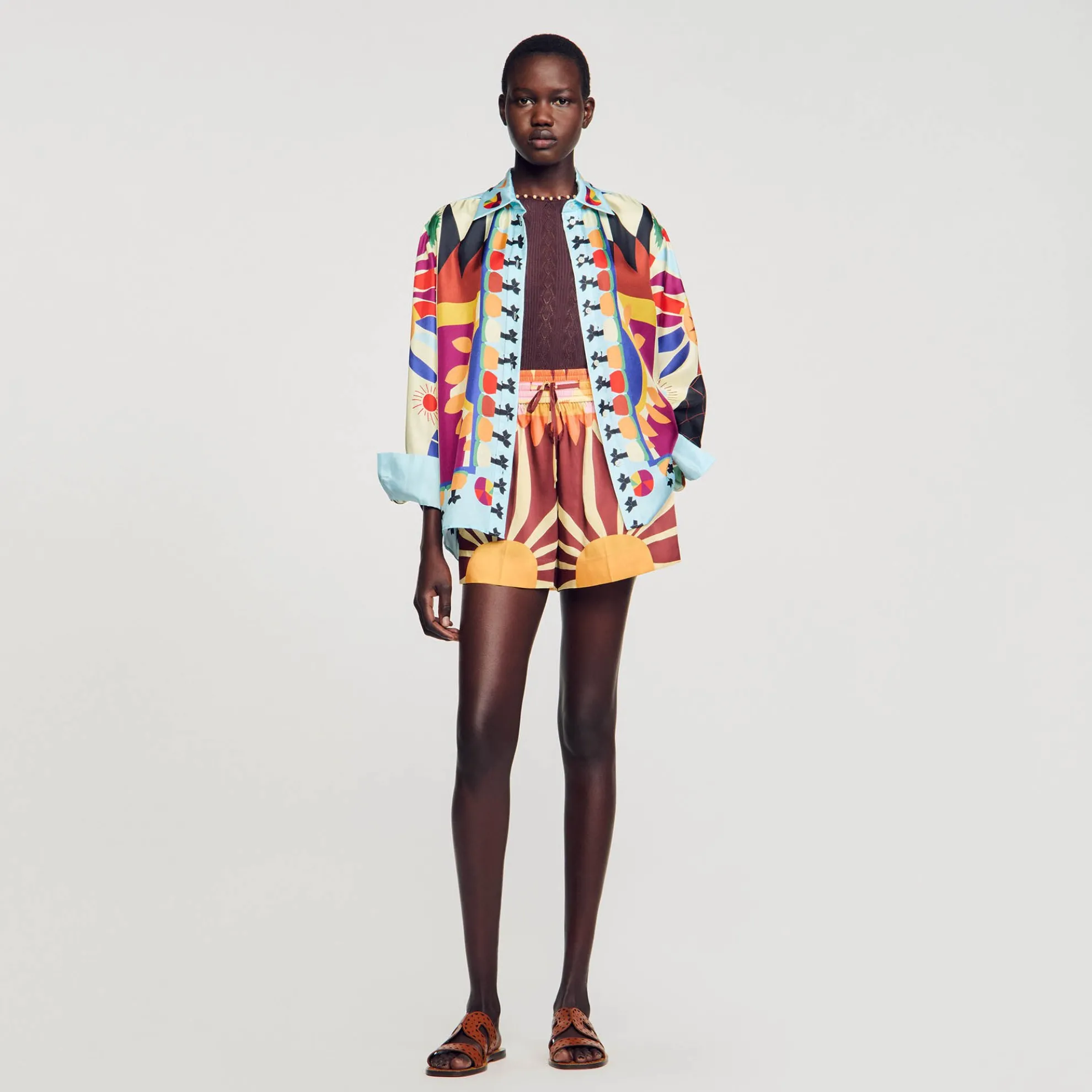 Overhemdblouse Zijde Print