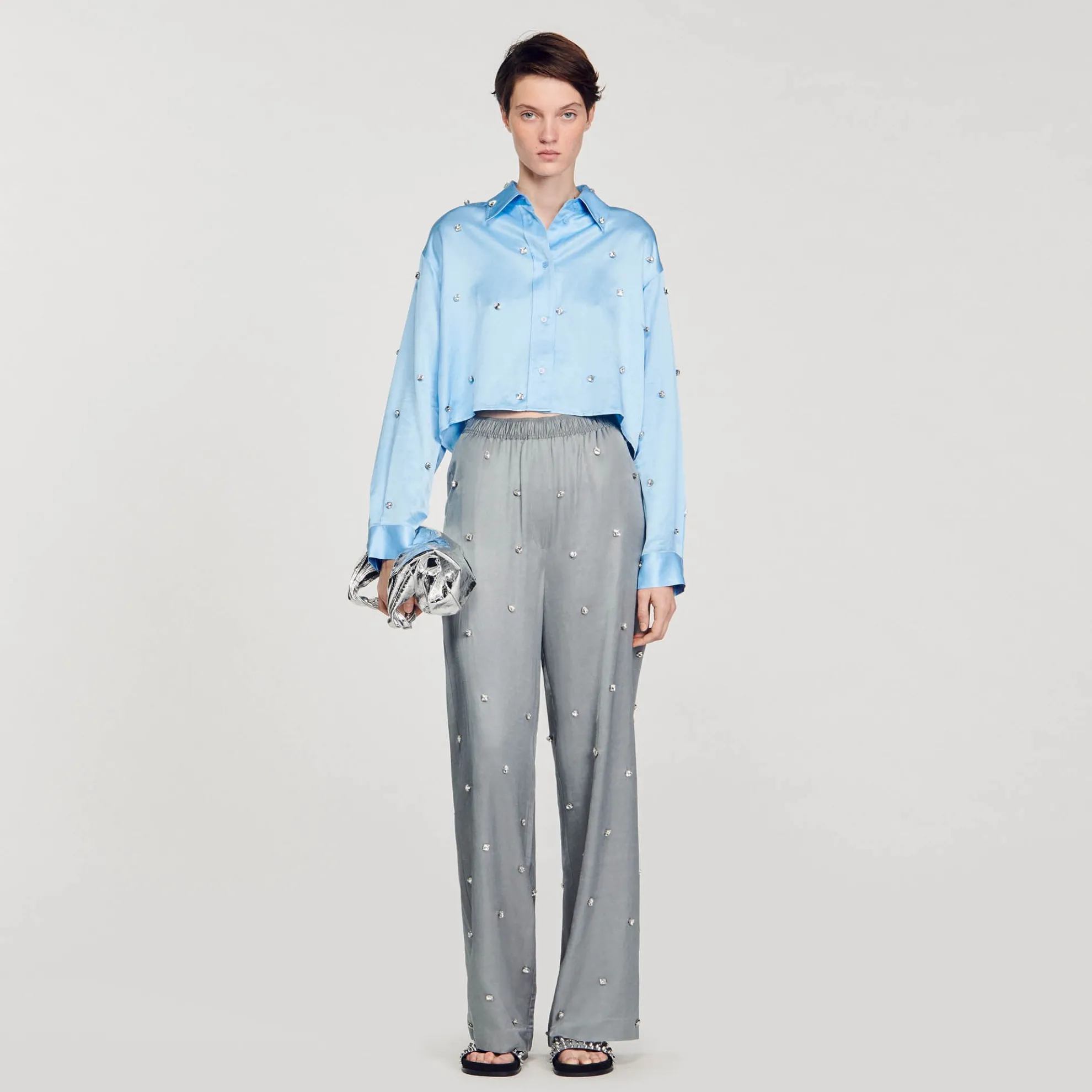 Pantalon Van Linnen Met Stras