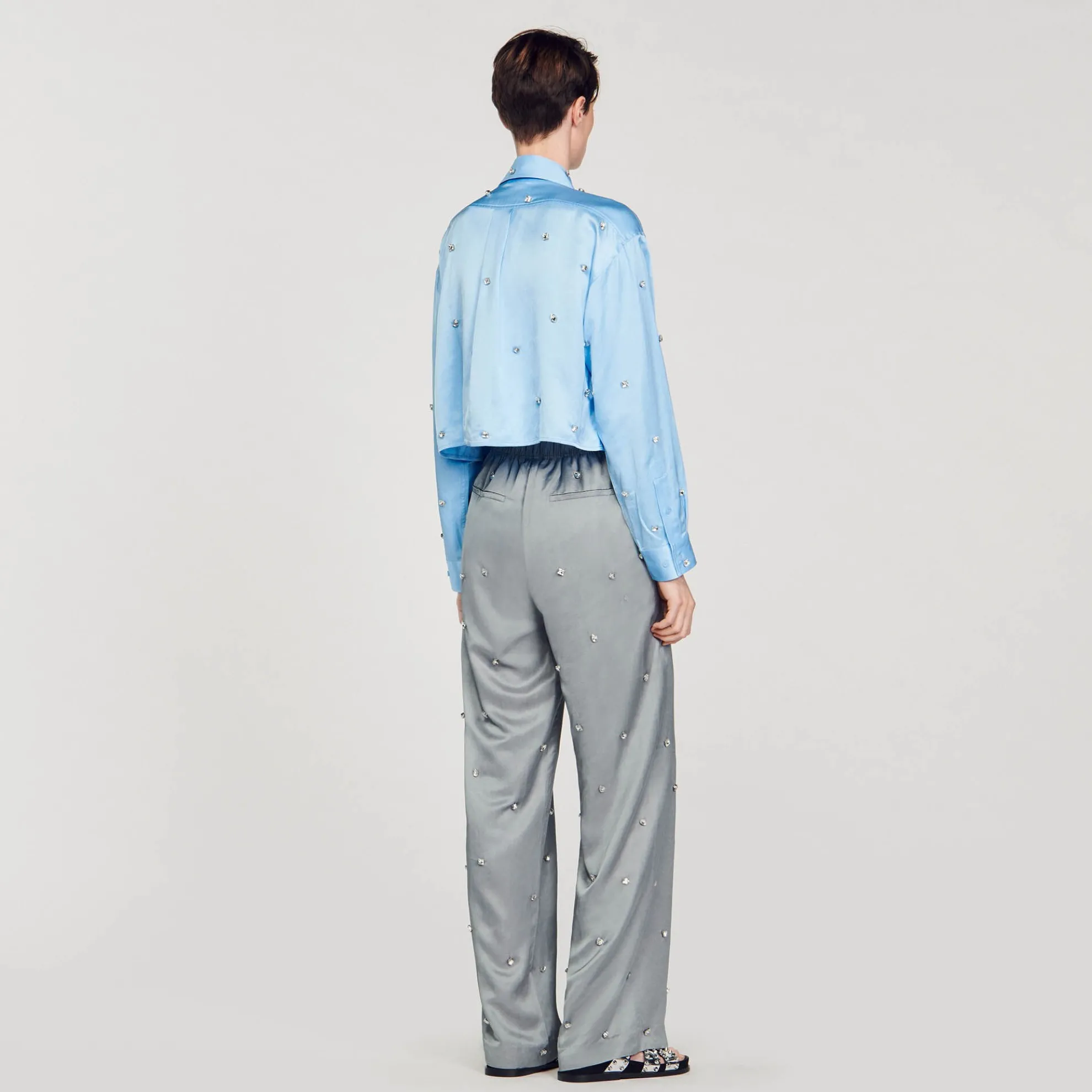 Pantalon Van Linnen Met Stras