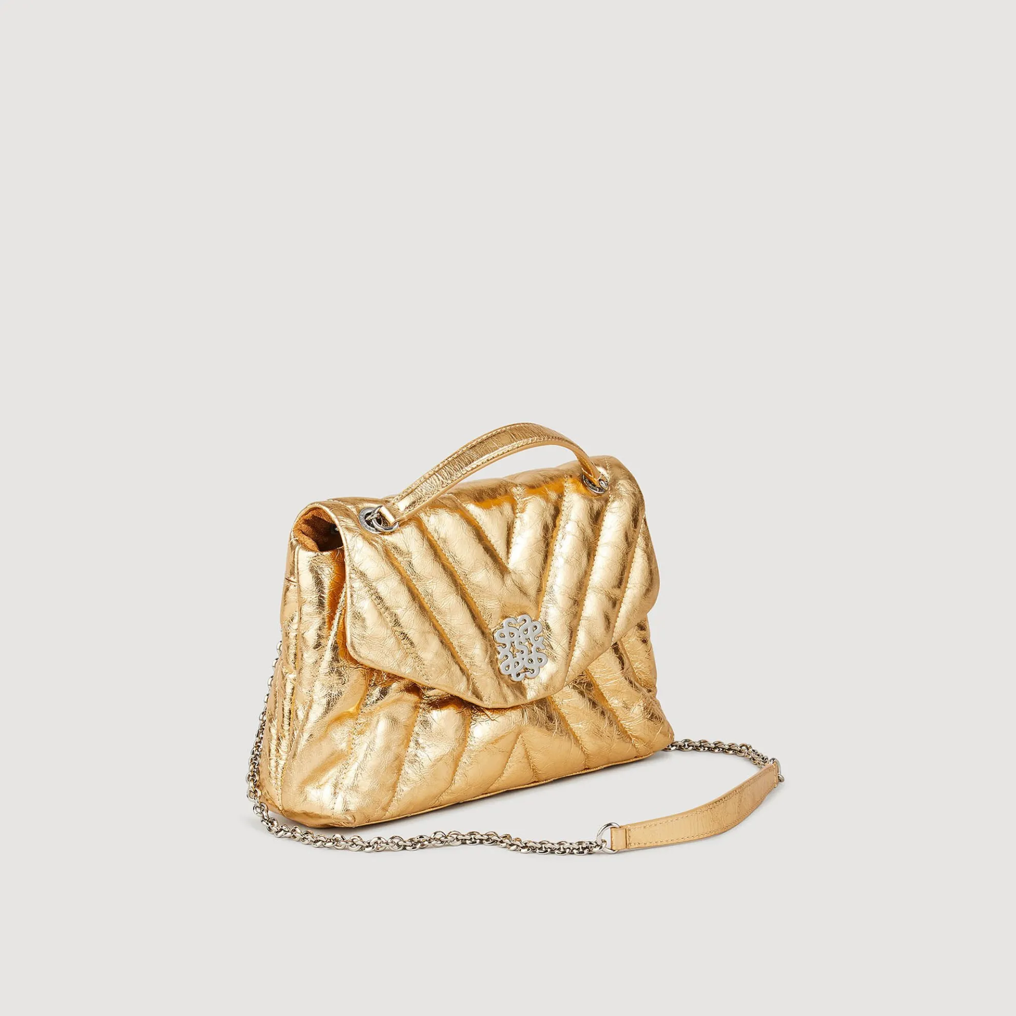 Tas Leer Metallic Doorgestikt