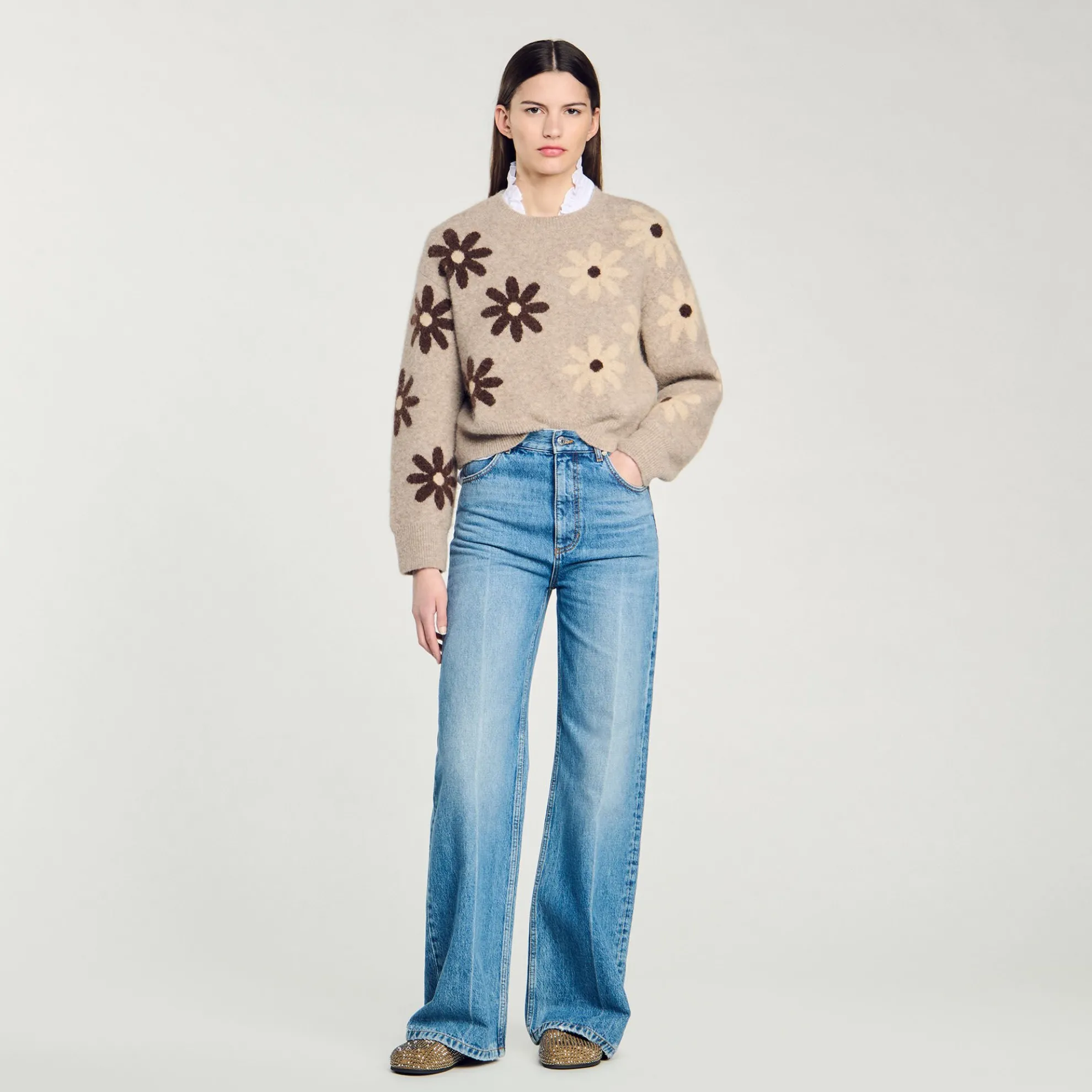 Tricot Trui Bloemmotief