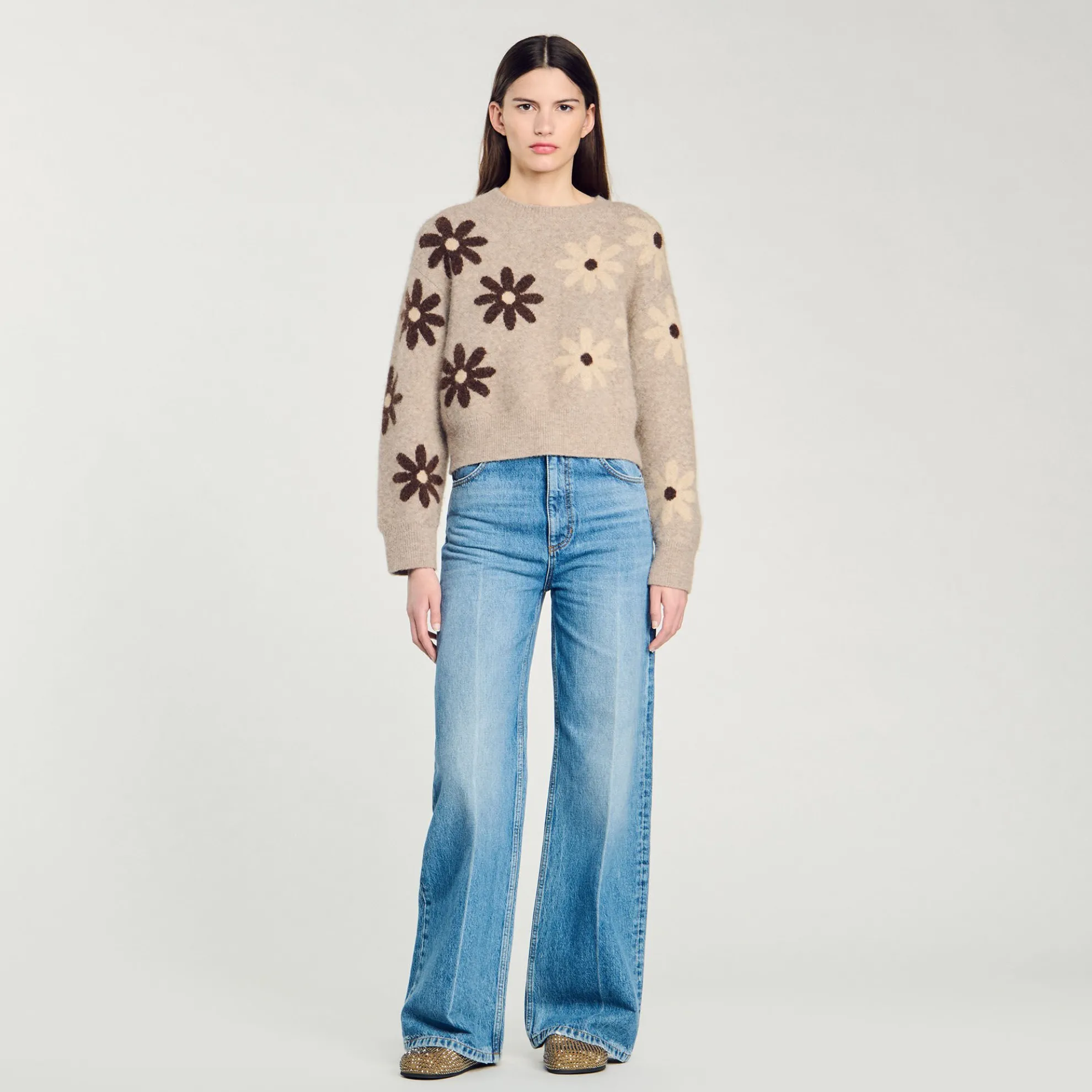 Tricot Trui Bloemmotief
