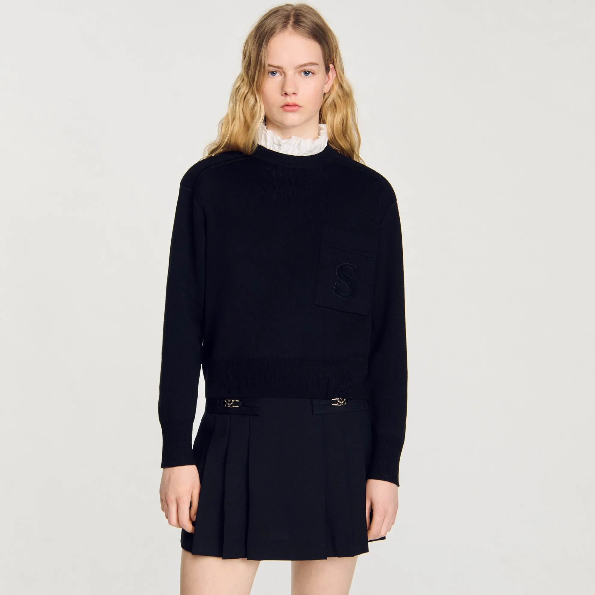 Tricot Trui Met Opstaande Kraag