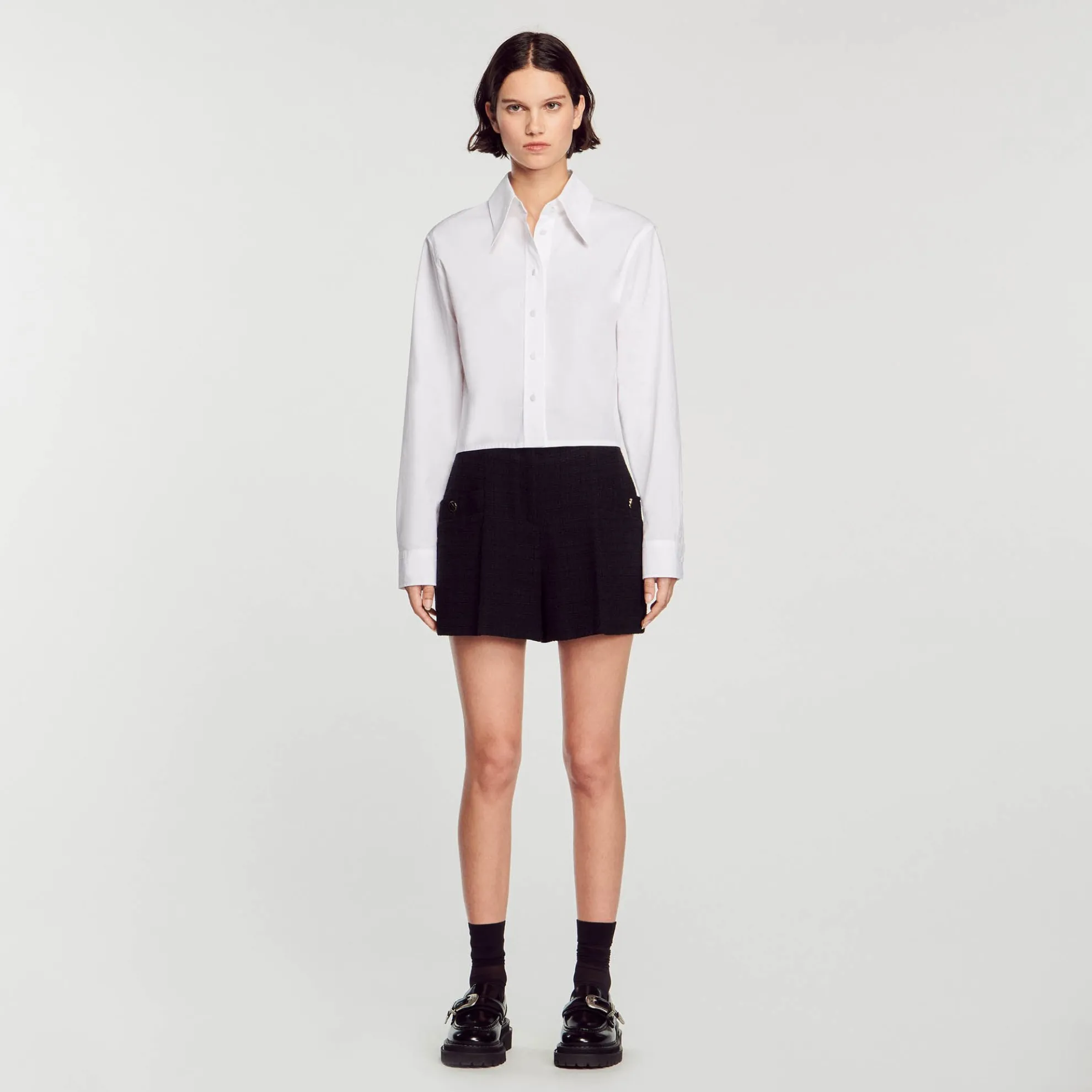 Tweed Short Met Hoge Taille