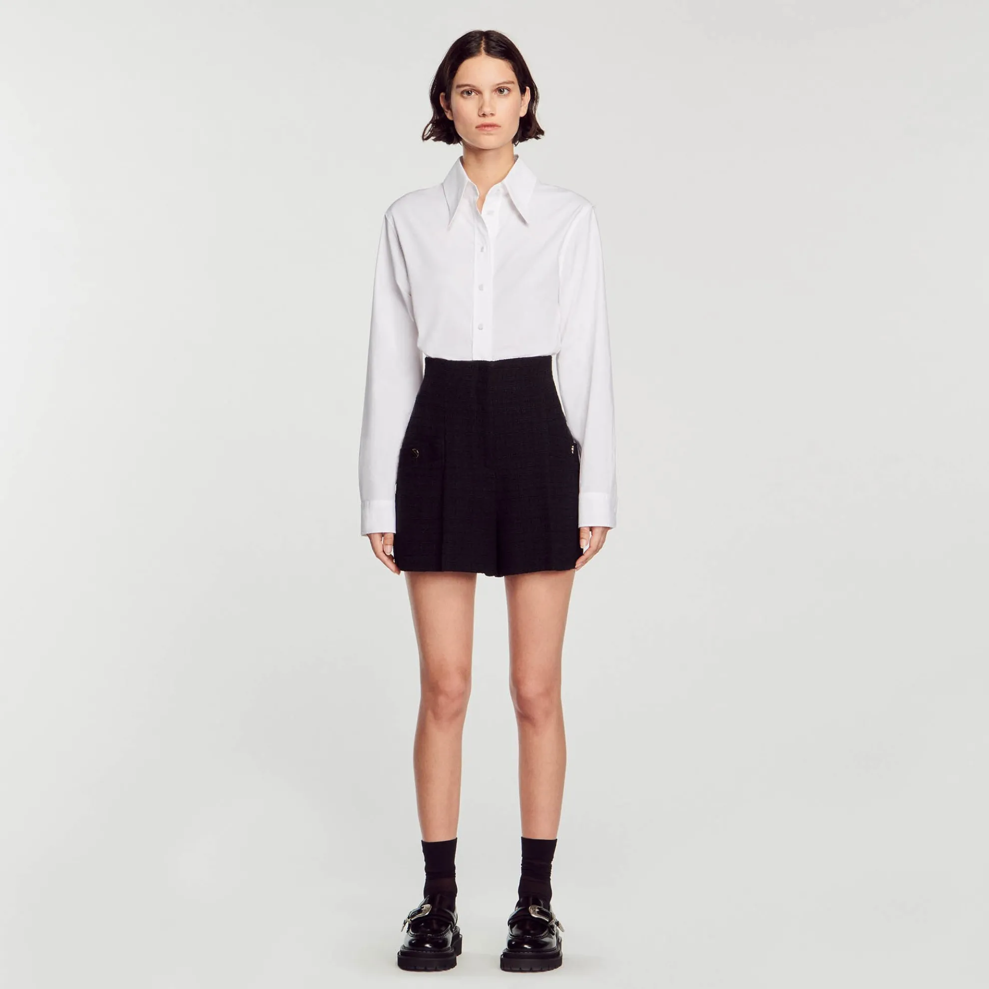 Tweed Short Met Hoge Taille