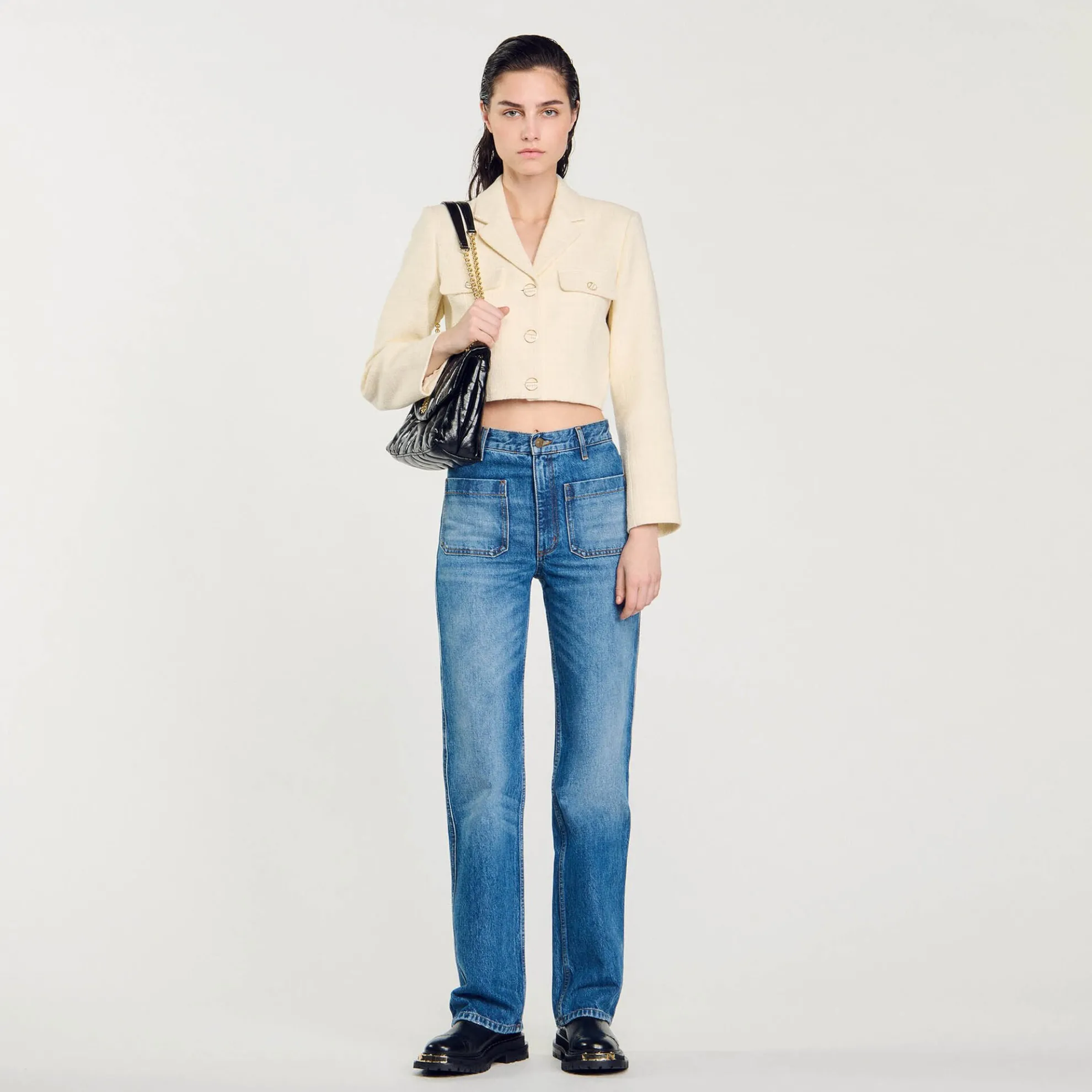 Verbleekte Wijd Uitlopende Jeans