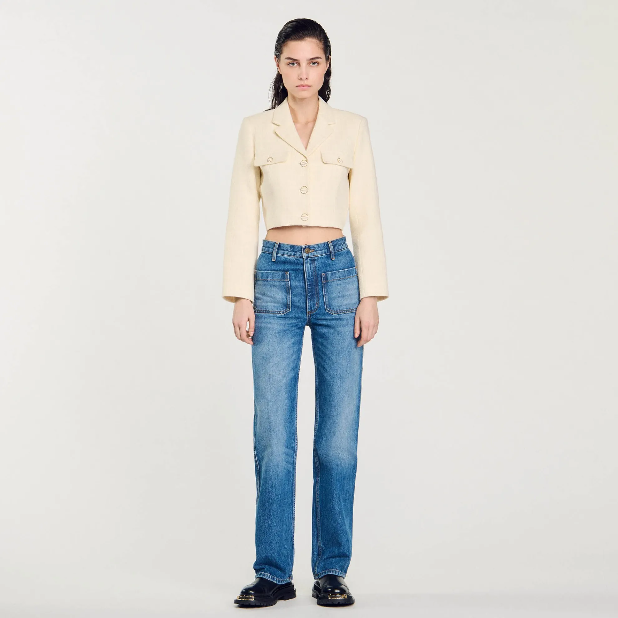 Verbleekte Wijd Uitlopende Jeans