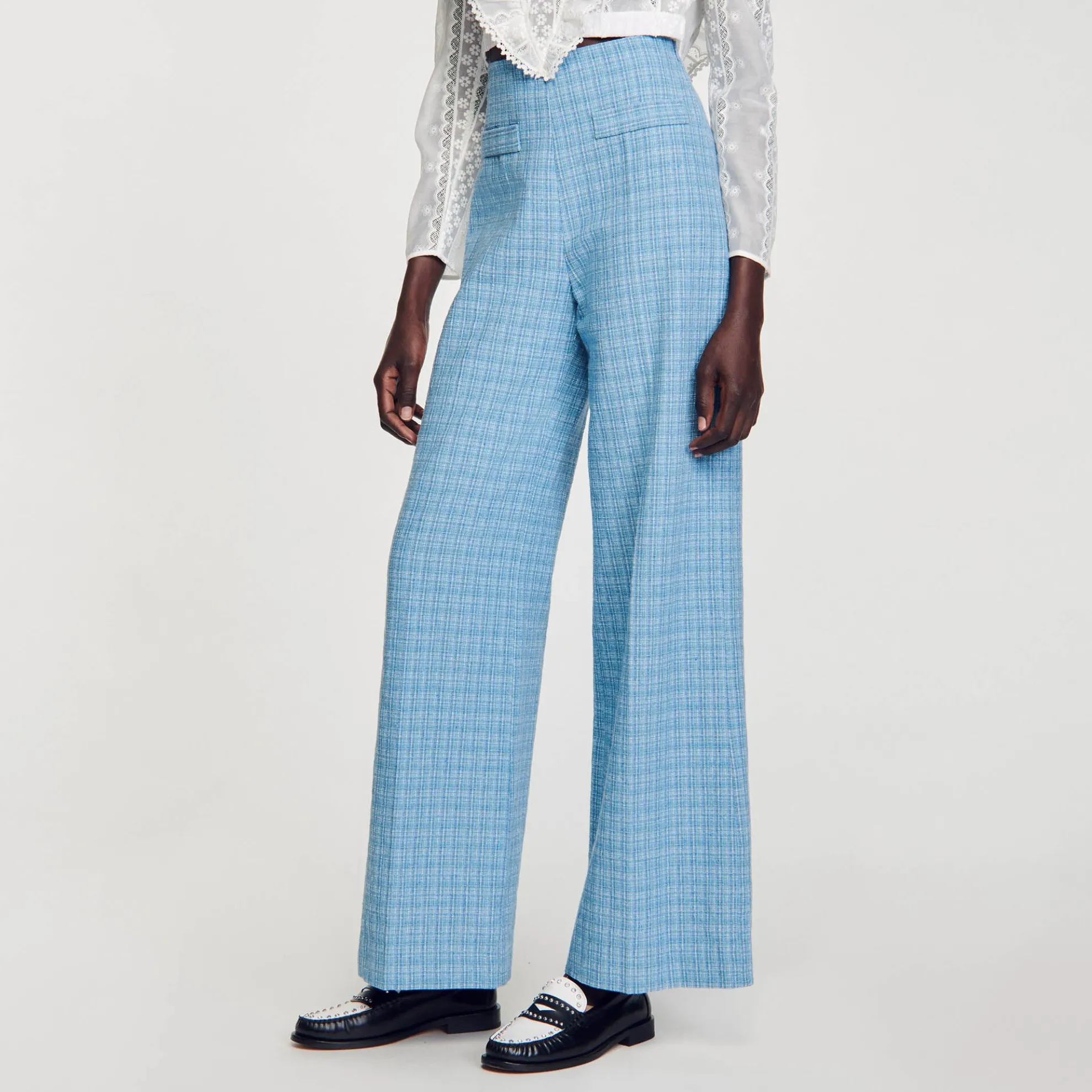 Wijdvallende Pantalon Van Tweed